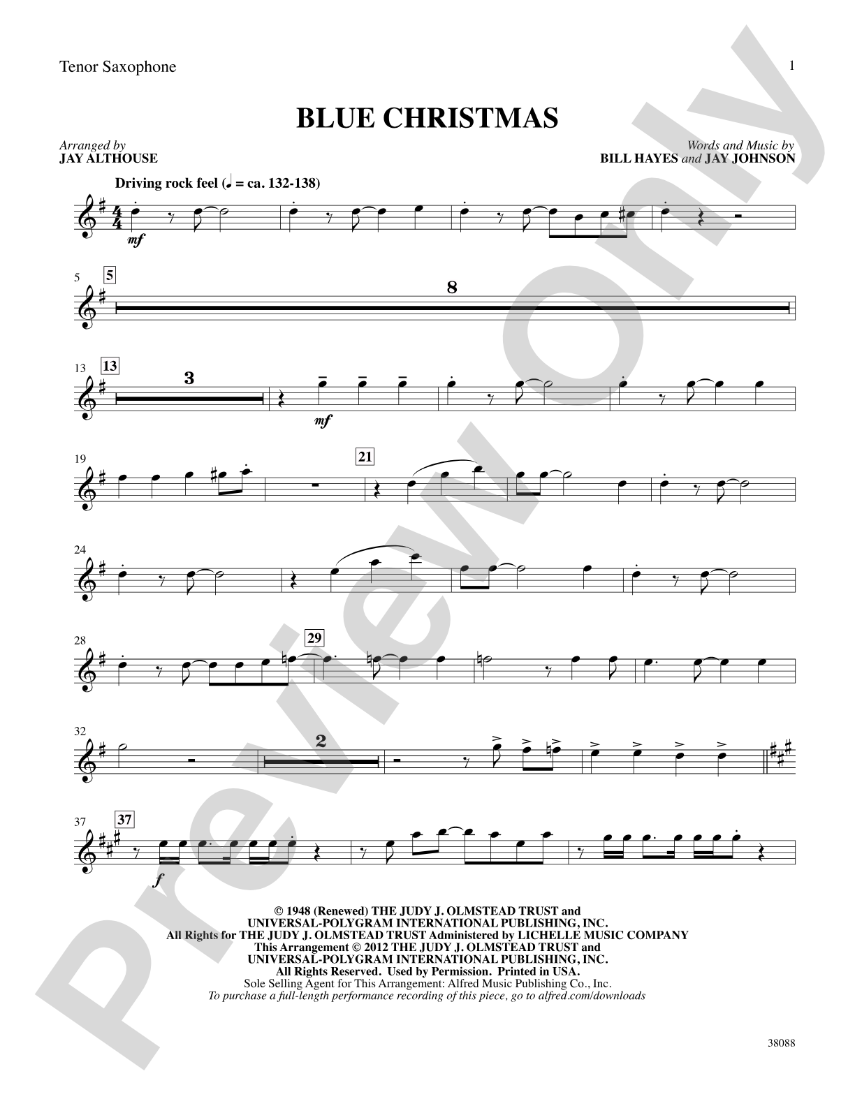 Blue Christmas: B-flat Tenor Saxophone