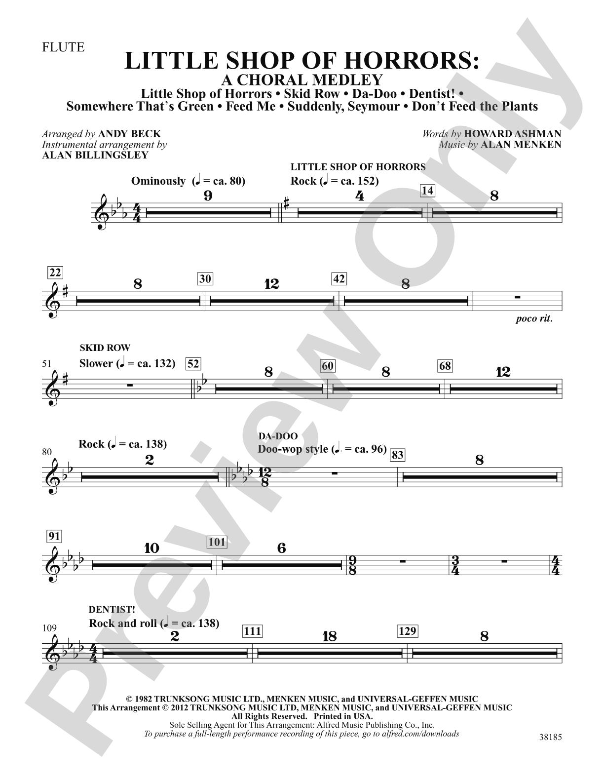 Little Shop of Horrors: A Choral Medley: Flute