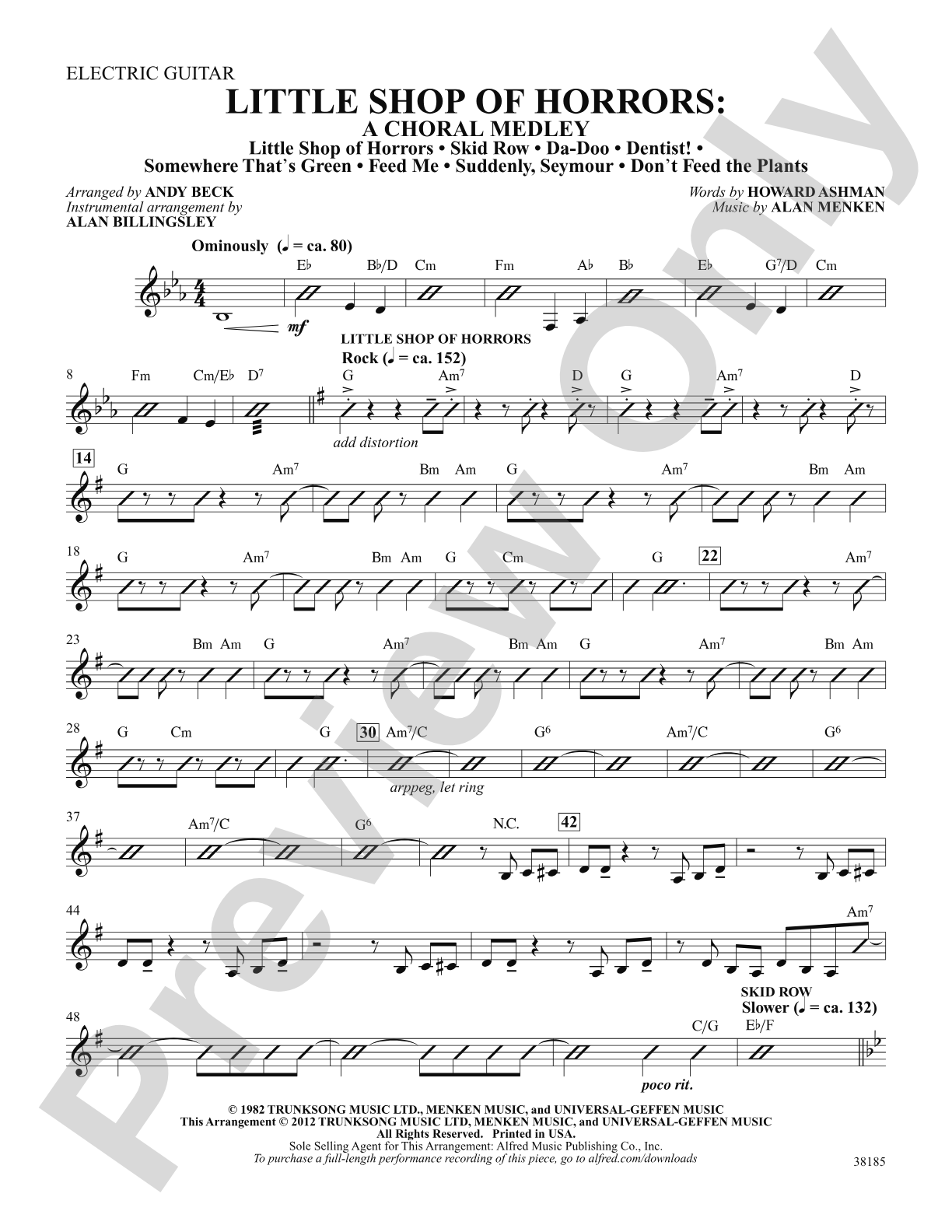 Little Shop of Horrors: A Choral Medley: Guitar