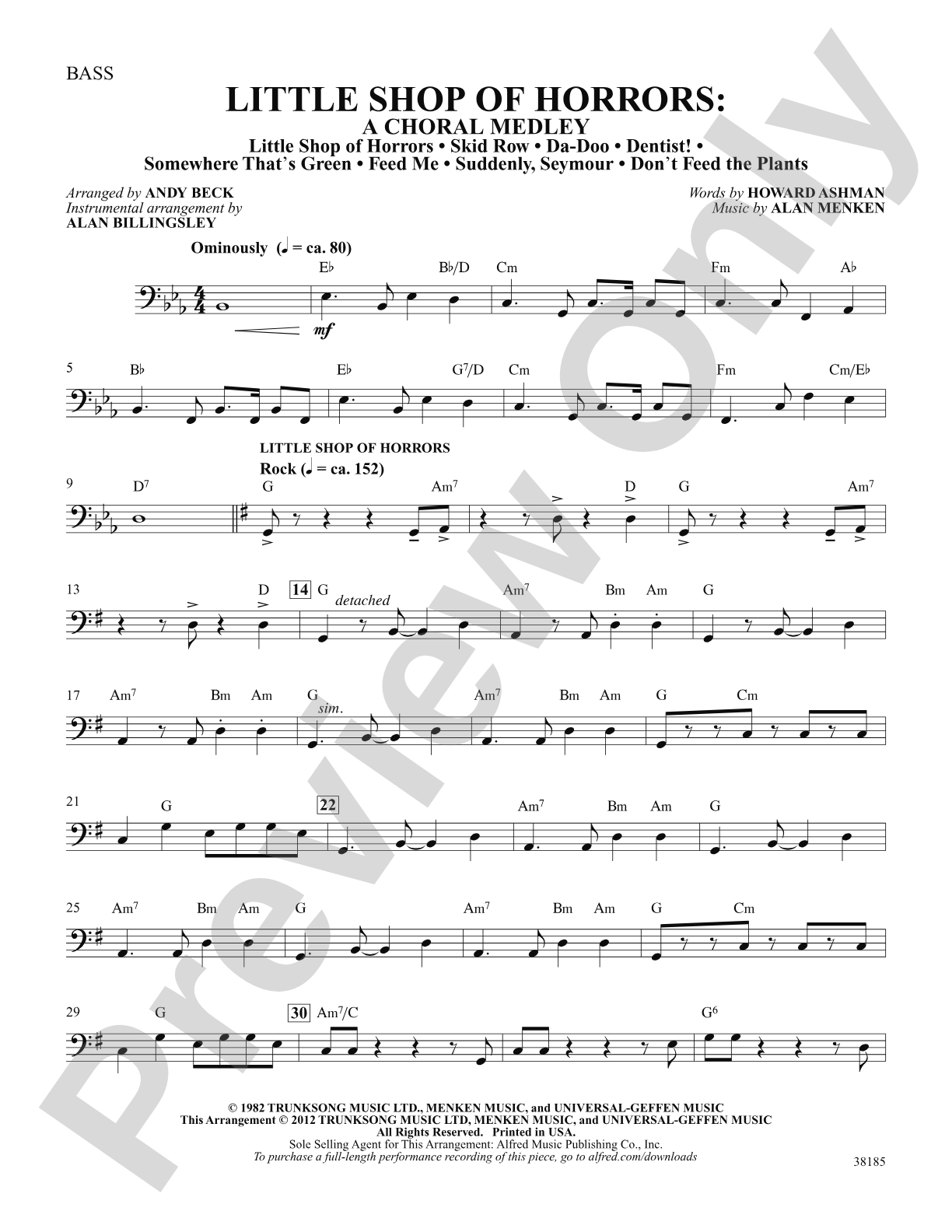 Little Shop of Horrors: A Choral Medley: String Bass