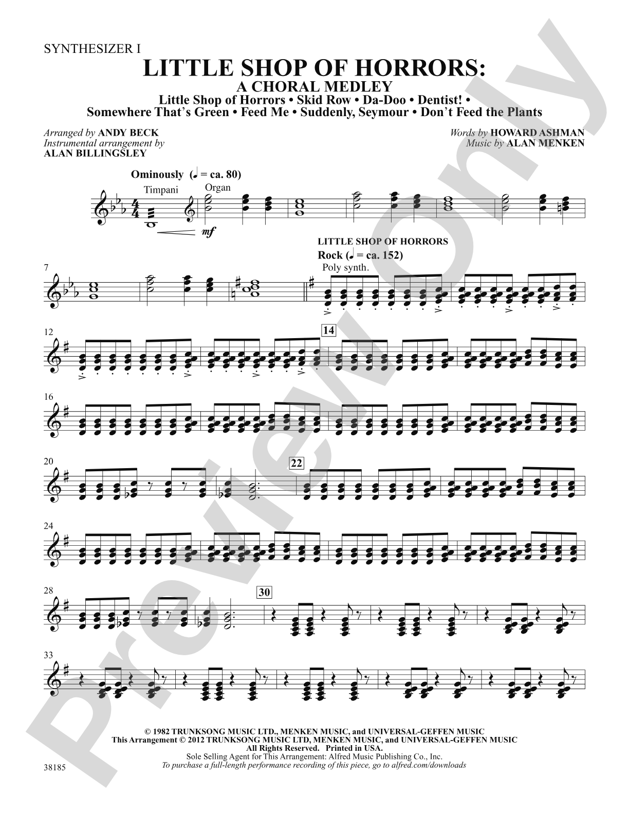 Little Shop of Horrors: A Choral Medley: 1st Synthesizer