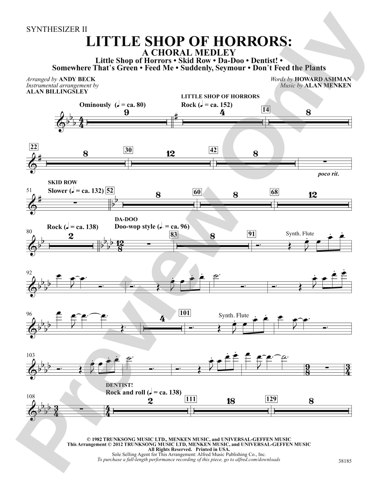 Little Shop of Horrors: A Choral Medley: 2nd Synthesizer