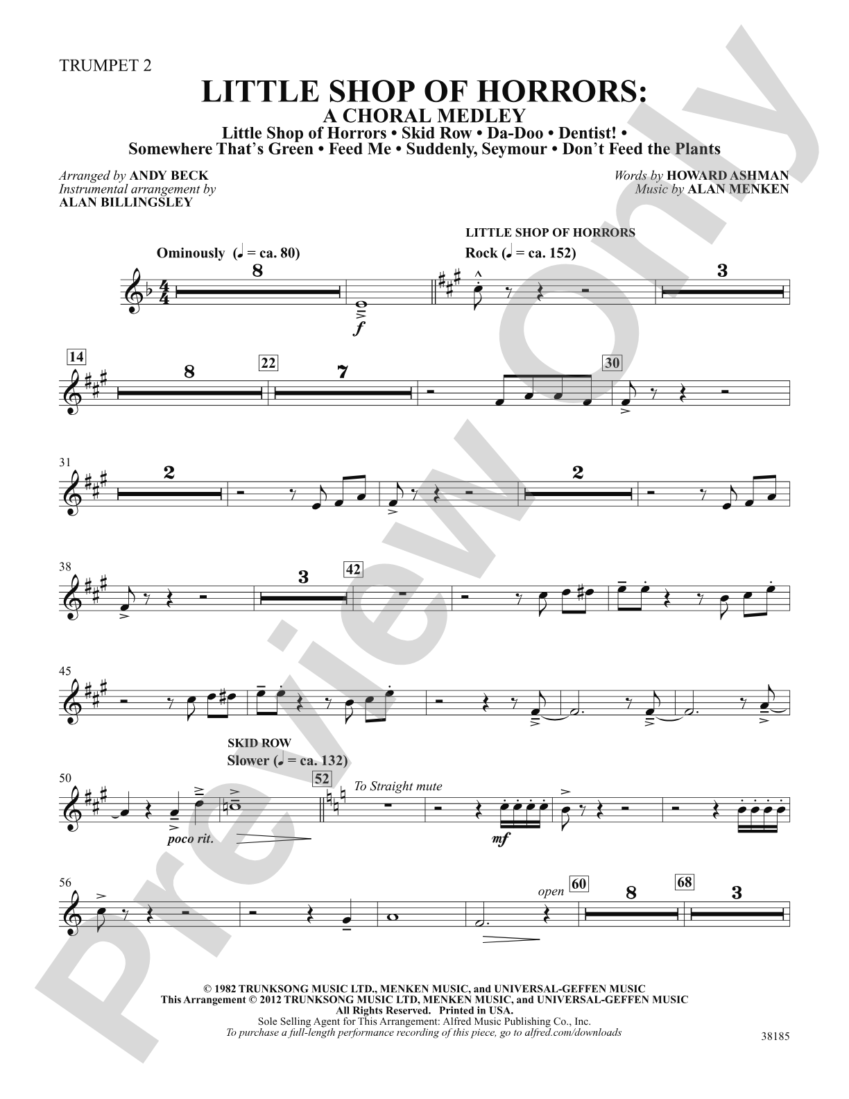 Little Shop of Horrors: A Choral Medley: 2nd B-flat Trumpet