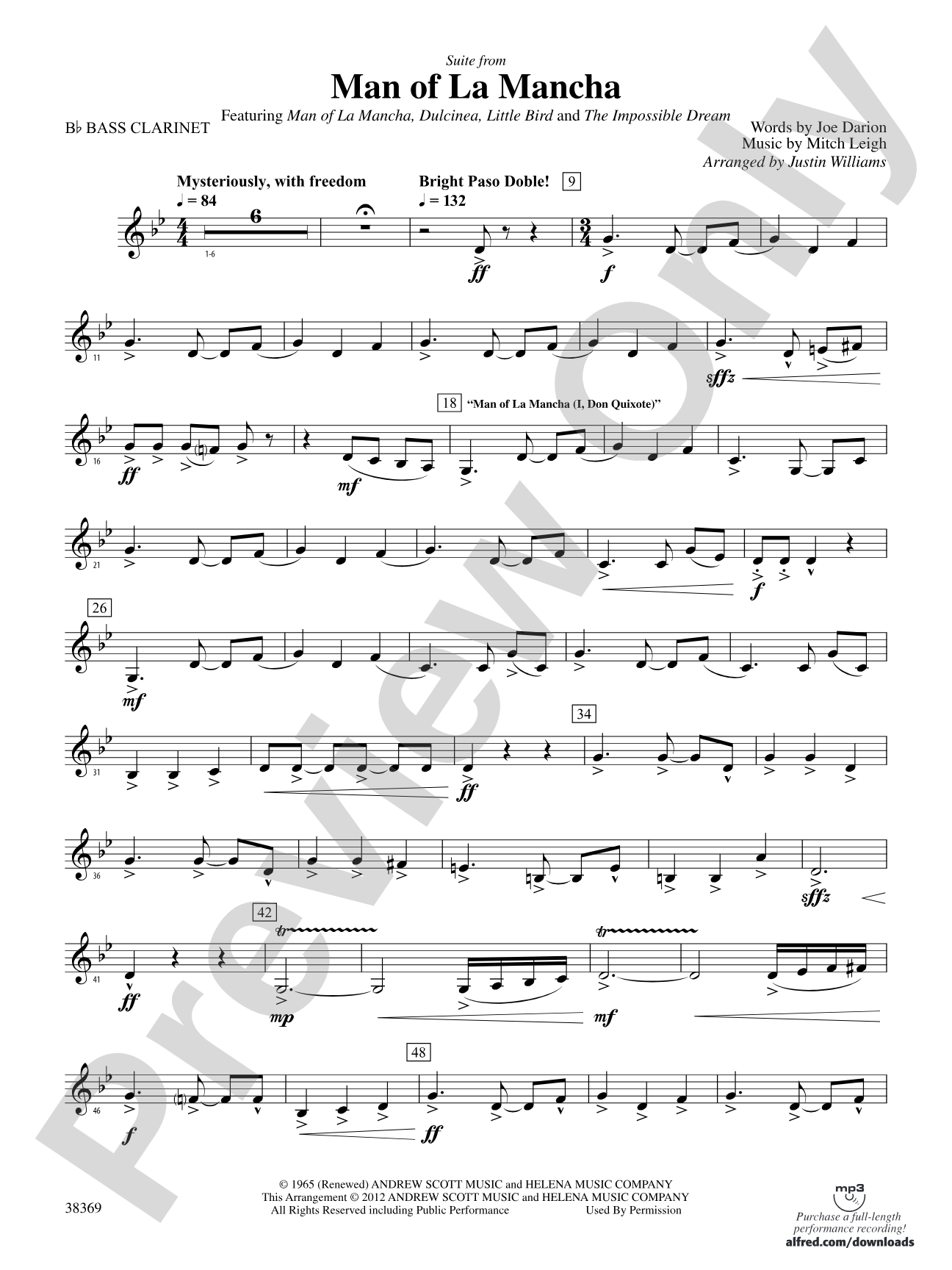 Man of La Mancha: B-flat Bass Clarinet