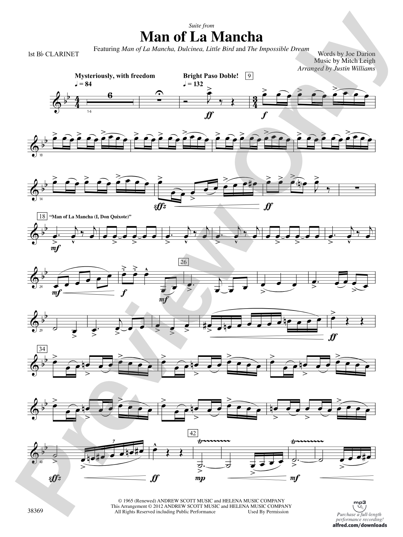 Man of La Mancha: 1st B-flat Clarinet