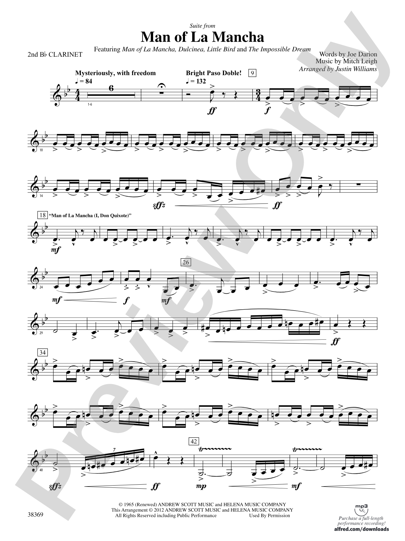Man of La Mancha: 2nd B-flat Clarinet