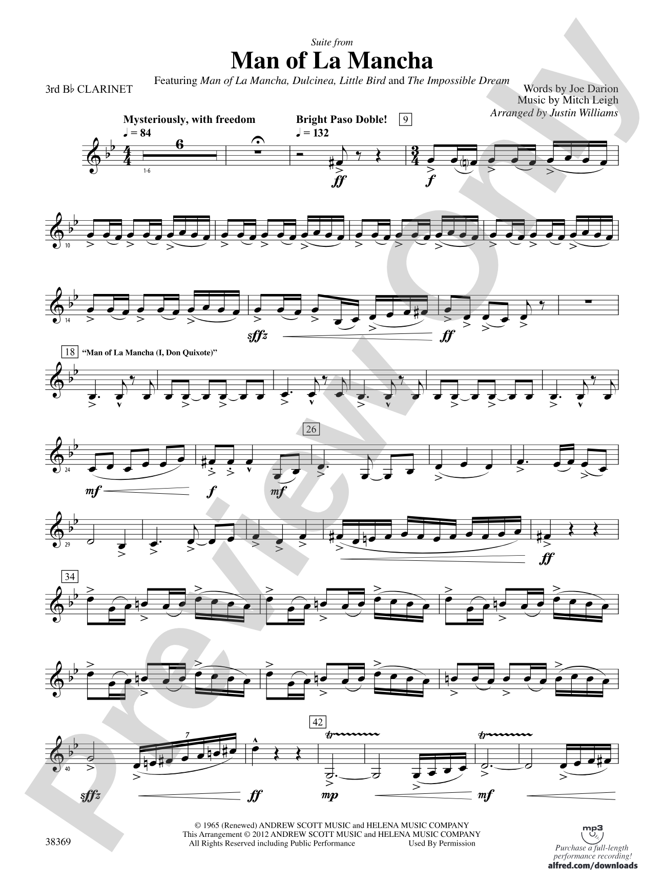 Man of La Mancha: 3rd B-flat Clarinet