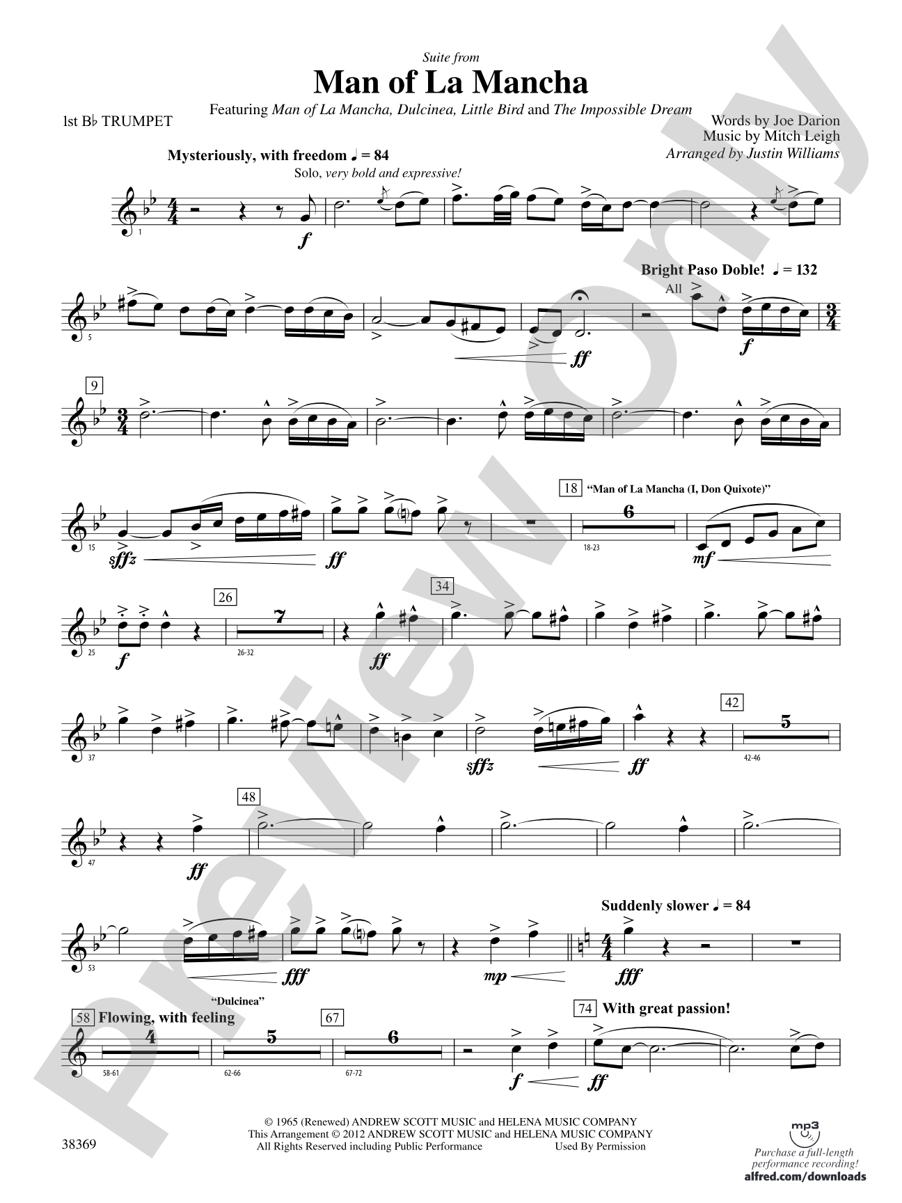 Man of La Mancha: 1st B-flat Trumpet
