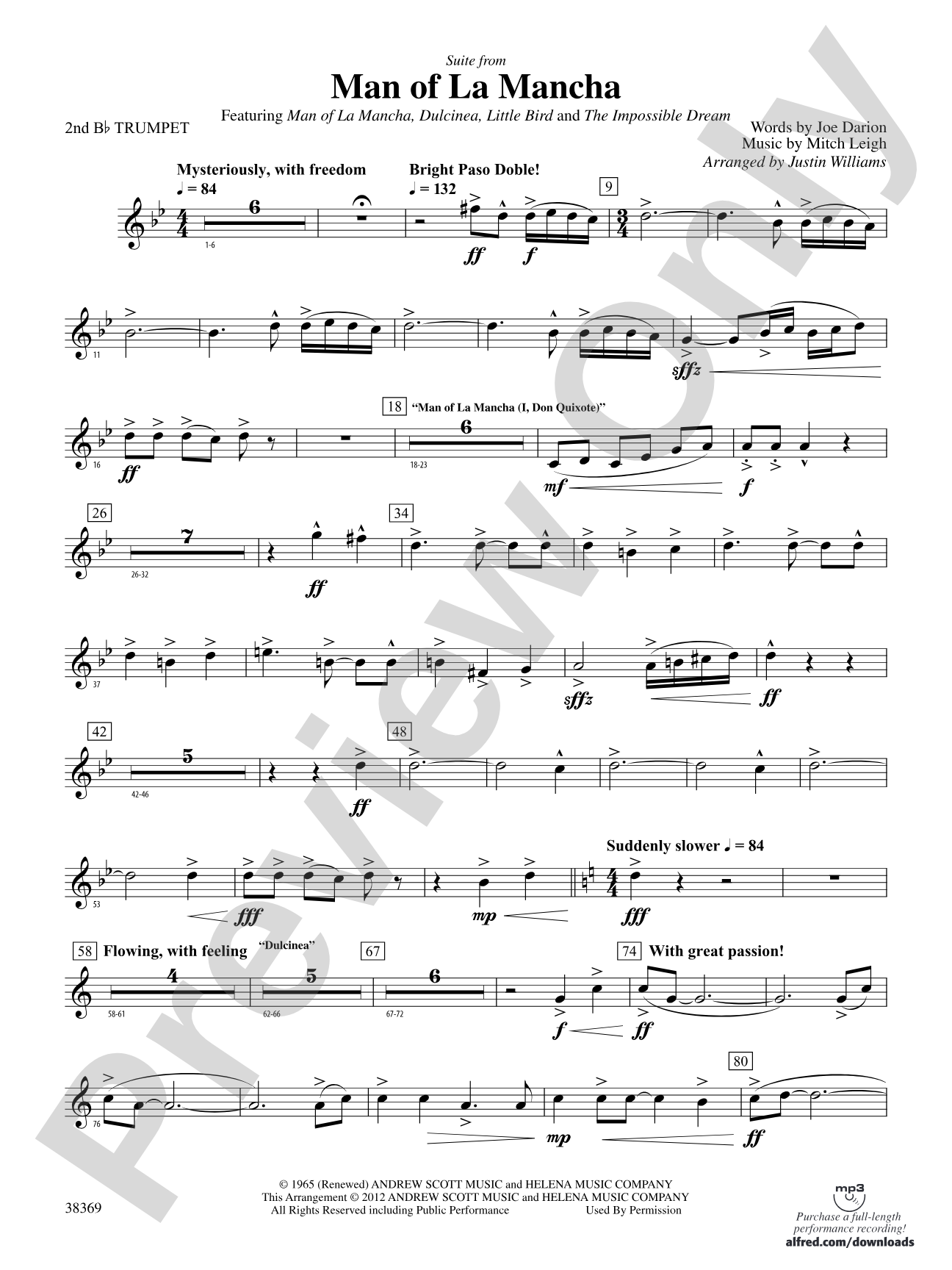 Man of La Mancha: 2nd B-flat Trumpet