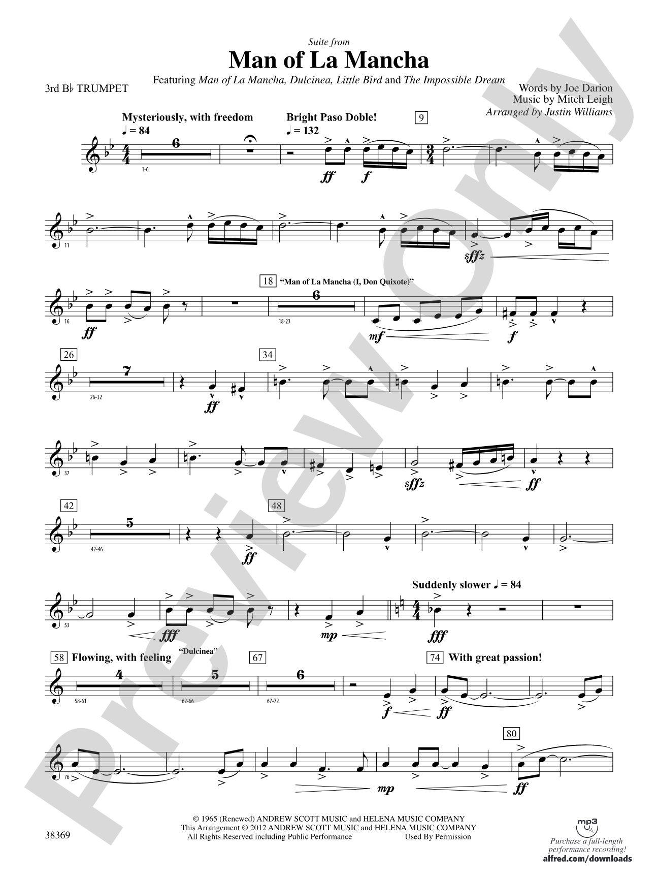 Man of La Mancha: 3rd B-flat Trumpet