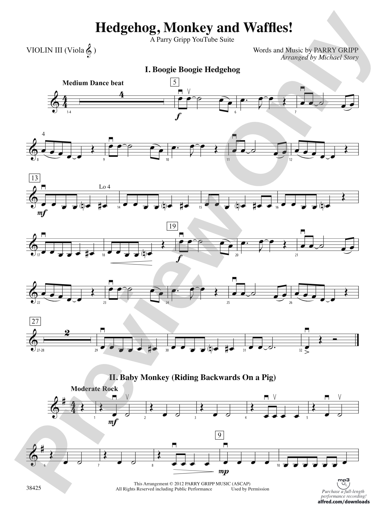Hedgehog, Monkey and Waffles!: 3rd Violin (Viola [TC])