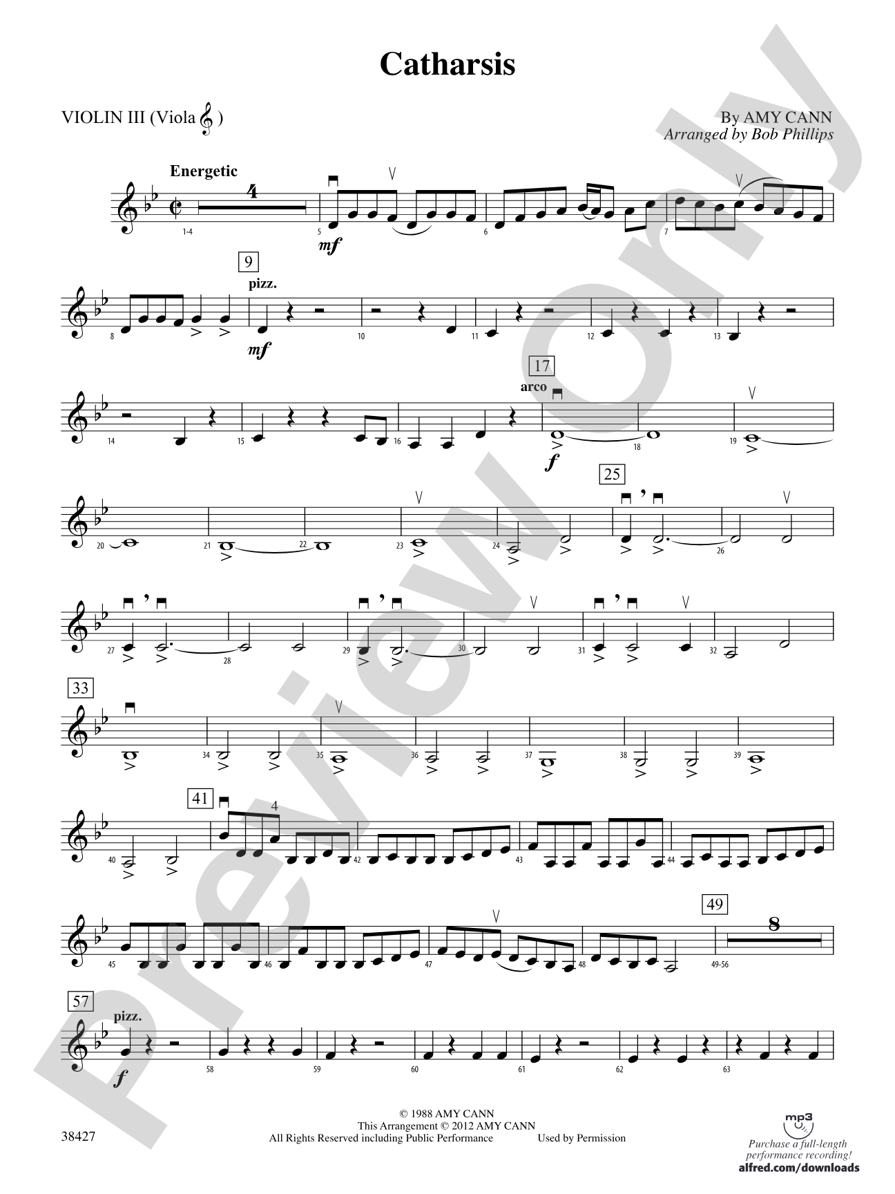 Catharsis: 3rd Violin (Viola [TC])