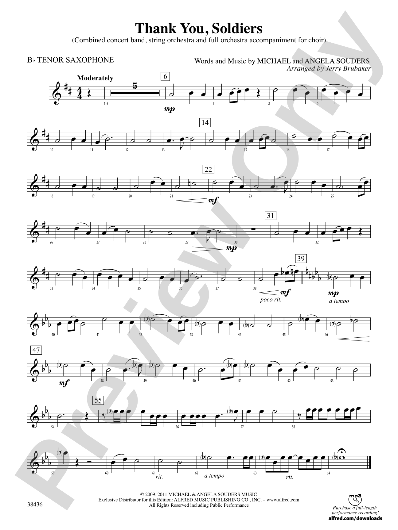 Thank You, Soldiers: B-flat Tenor Saxophone