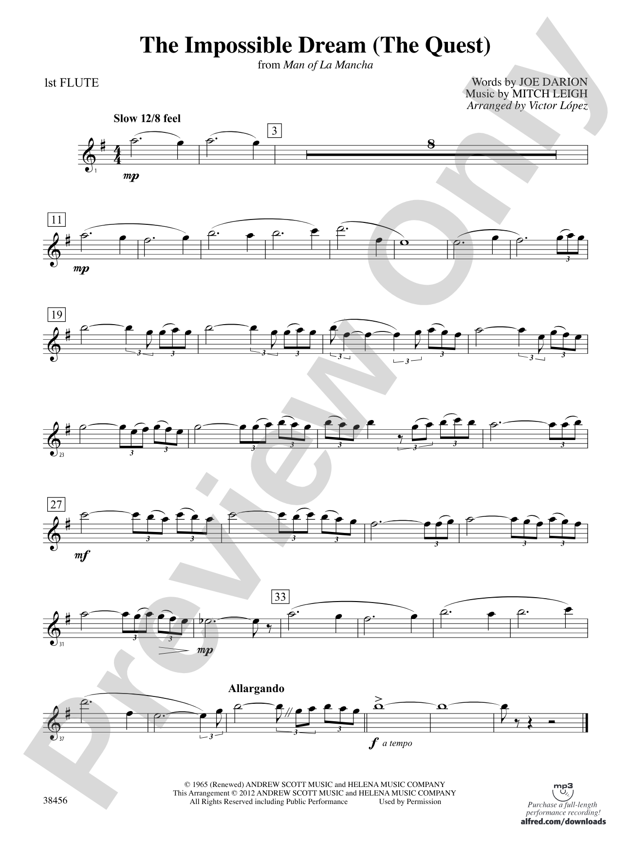 The Impossible Dream (from Man of La Mancha): Flute