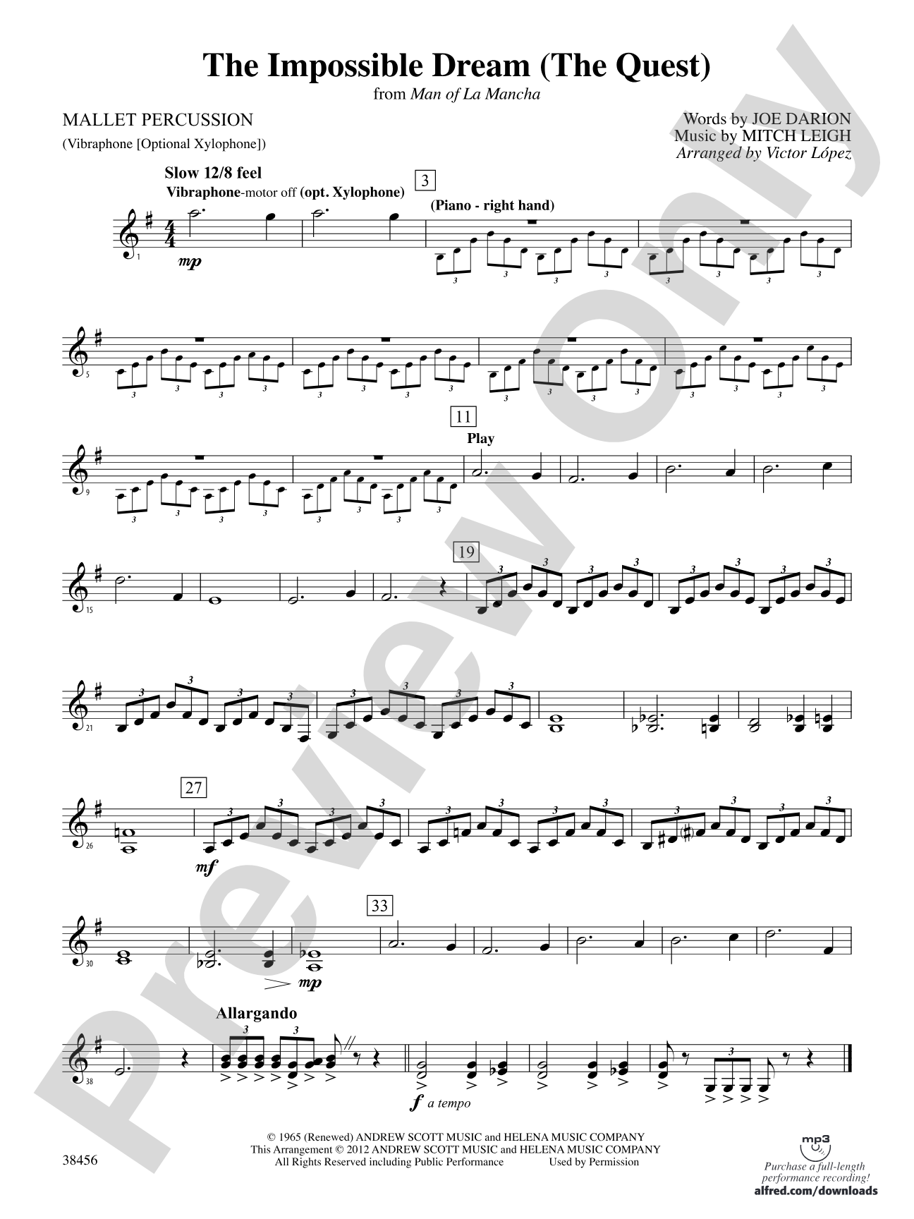 The Impossible Dream (from Man of La Mancha): Mallets