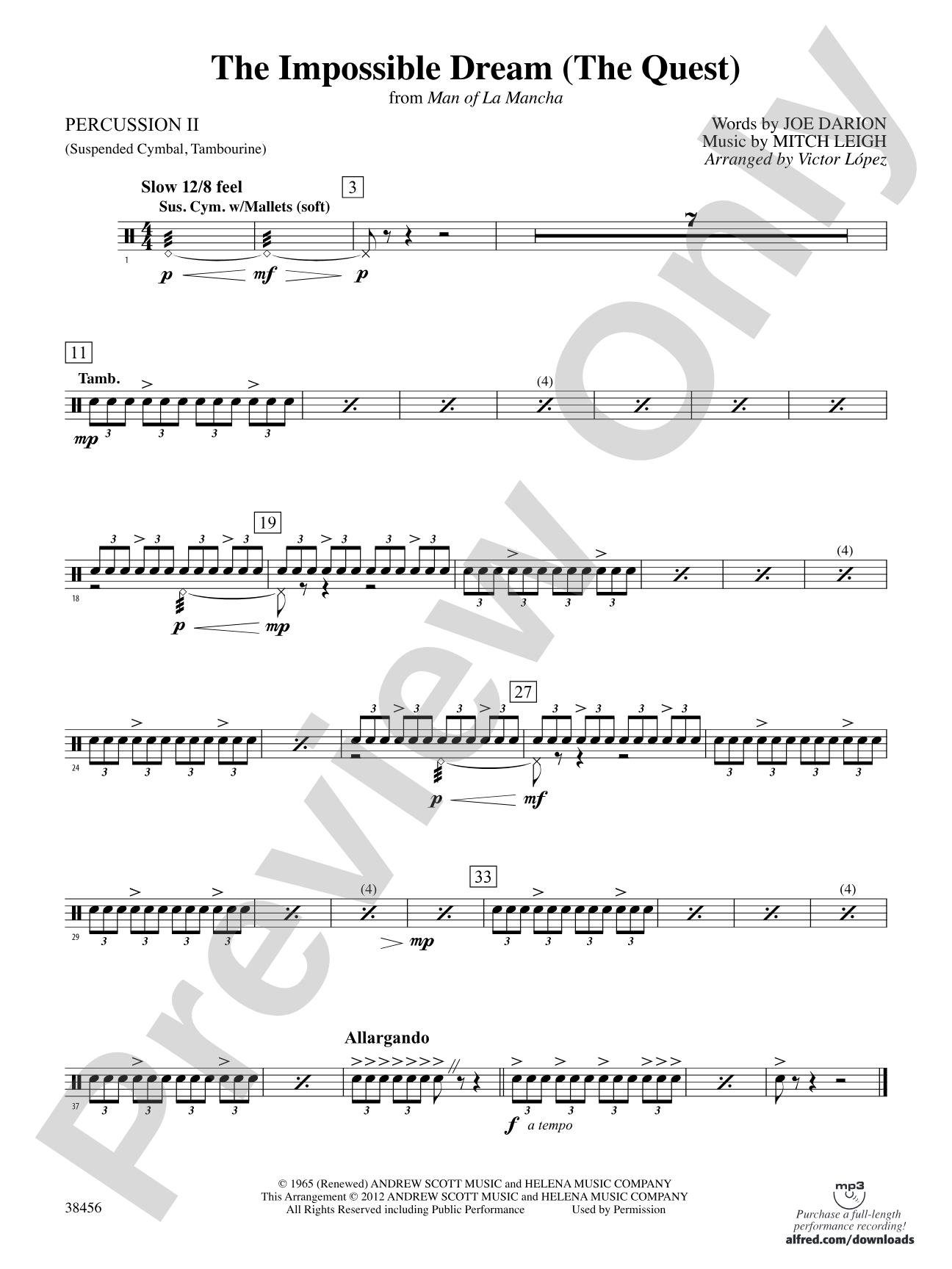 The Impossible Dream (from Man of La Mancha): 2nd Percussion