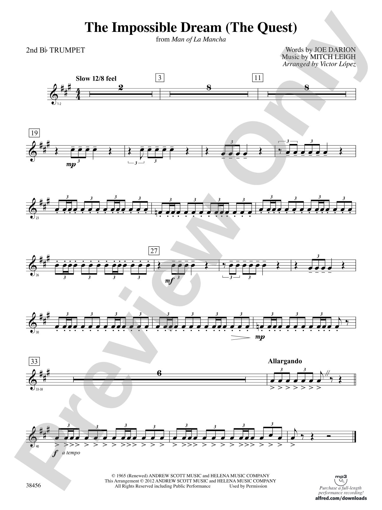 The Impossible Dream (from Man of La Mancha): 2nd B-flat Trumpet