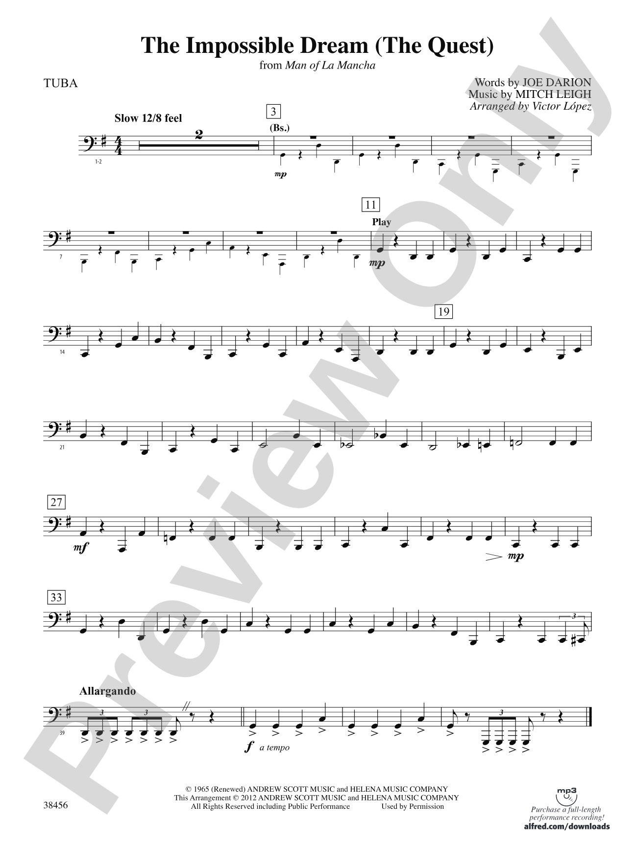 The Impossible Dream (from Man of La Mancha): Tuba