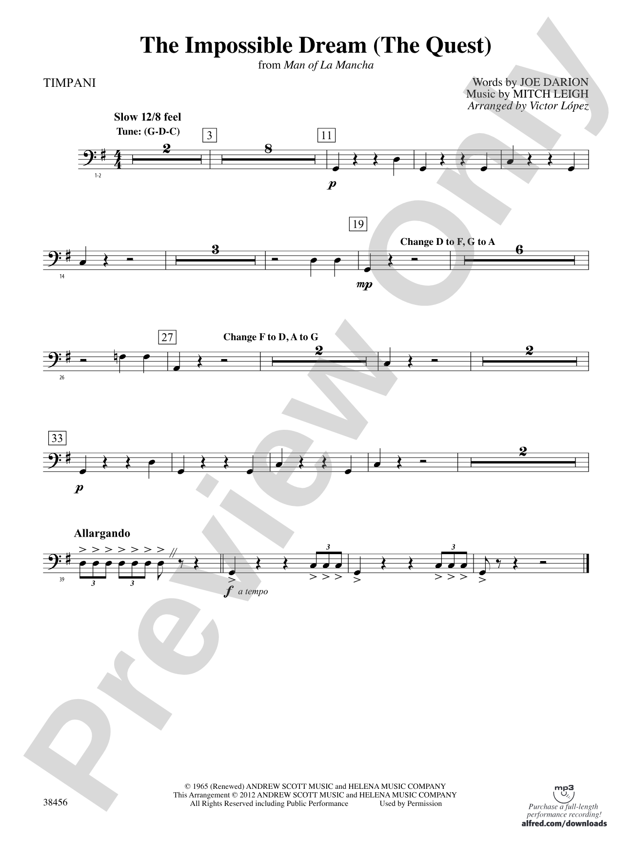 The Impossible Dream (from Man of La Mancha): Timpani