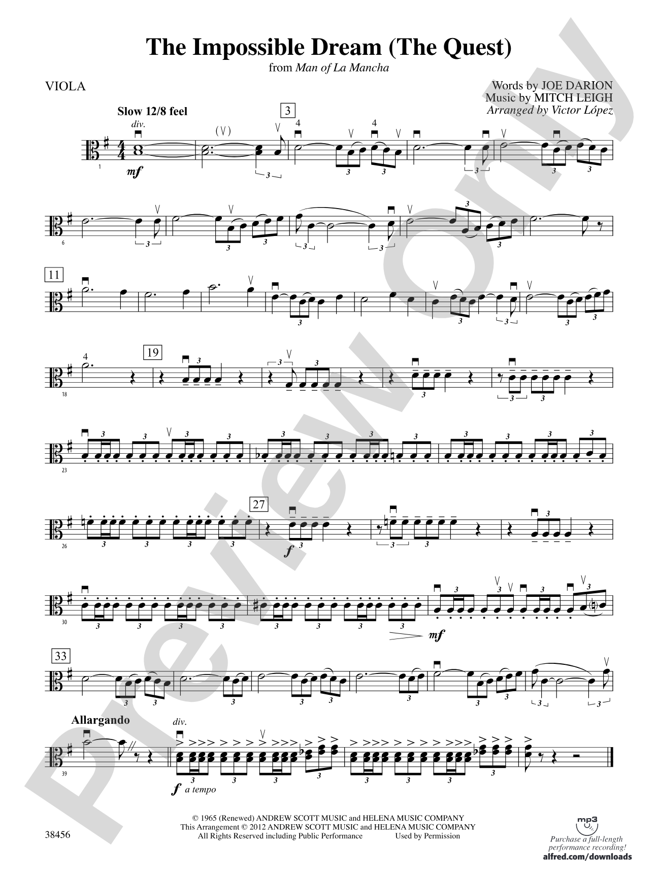 The Impossible Dream (from Man of La Mancha): Viola