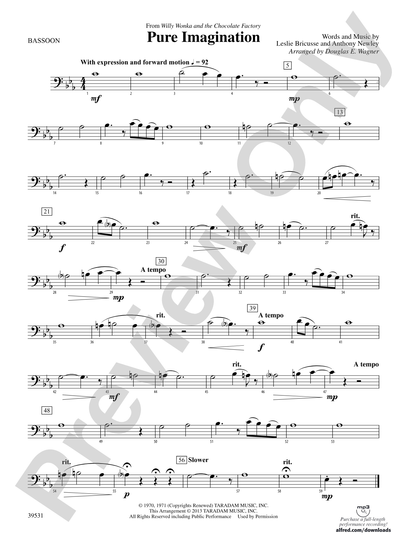 Pure Imagination (from Willy Wonka and the Chocolate Factory): Bassoon