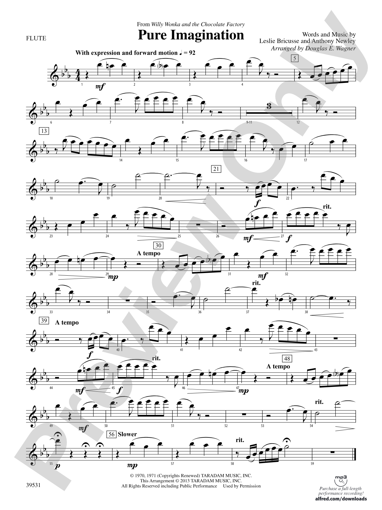 Pure Imagination (from Willy Wonka and the Chocolate Factory): Flute
