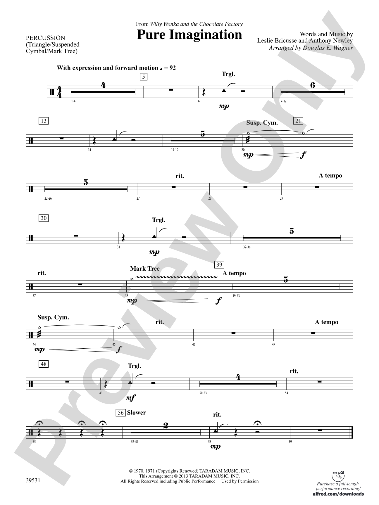 Pure Imagination (from Willy Wonka and the Chocolate Factory): 1st Percussion