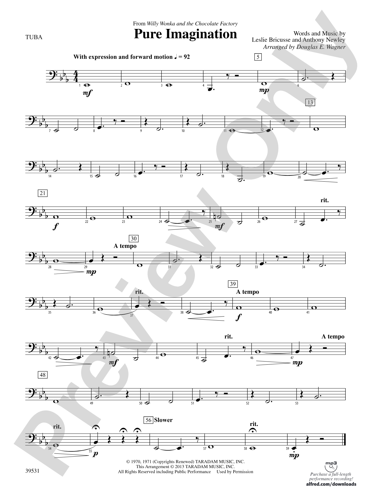 Pure Imagination (from Willy Wonka and the Chocolate Factory): Tuba