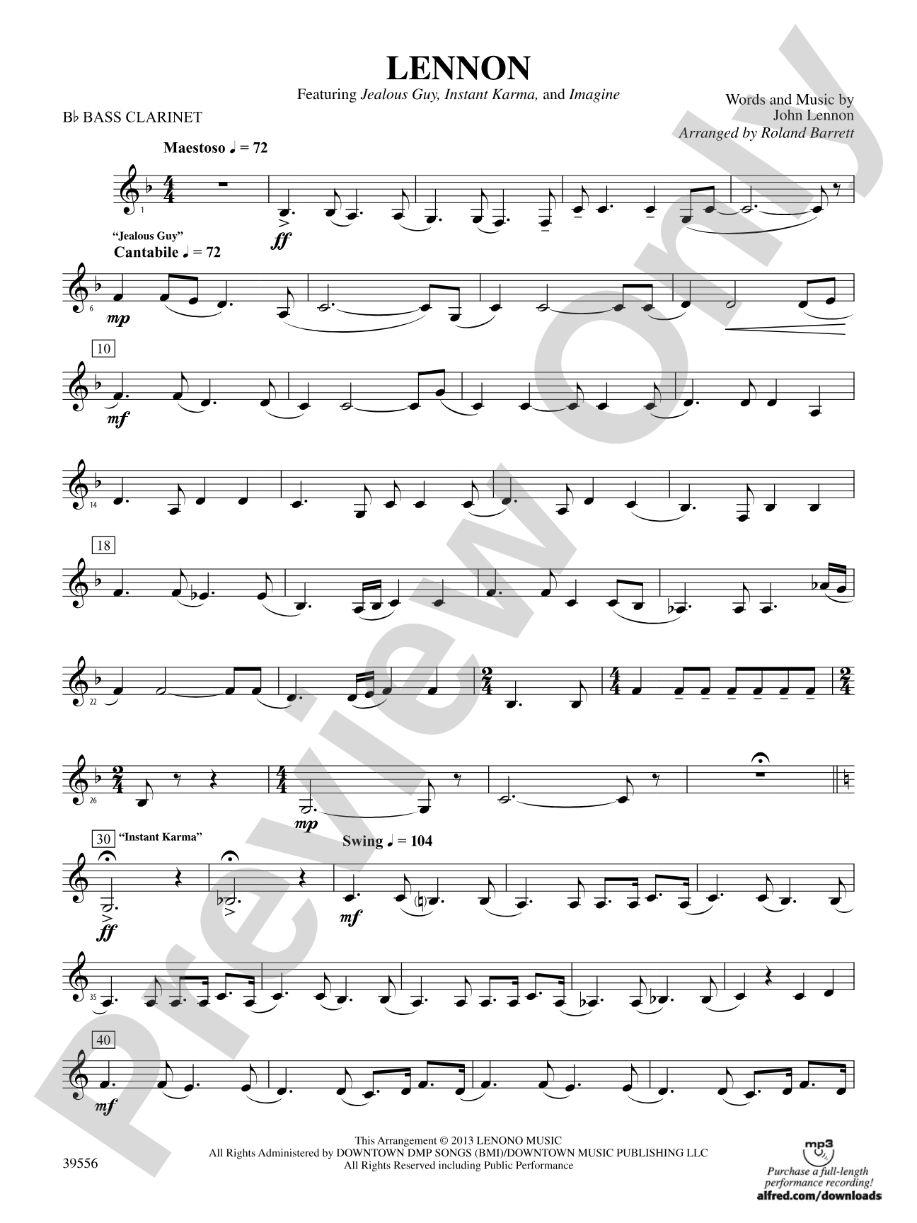 Lennon: B-flat Bass Clarinet