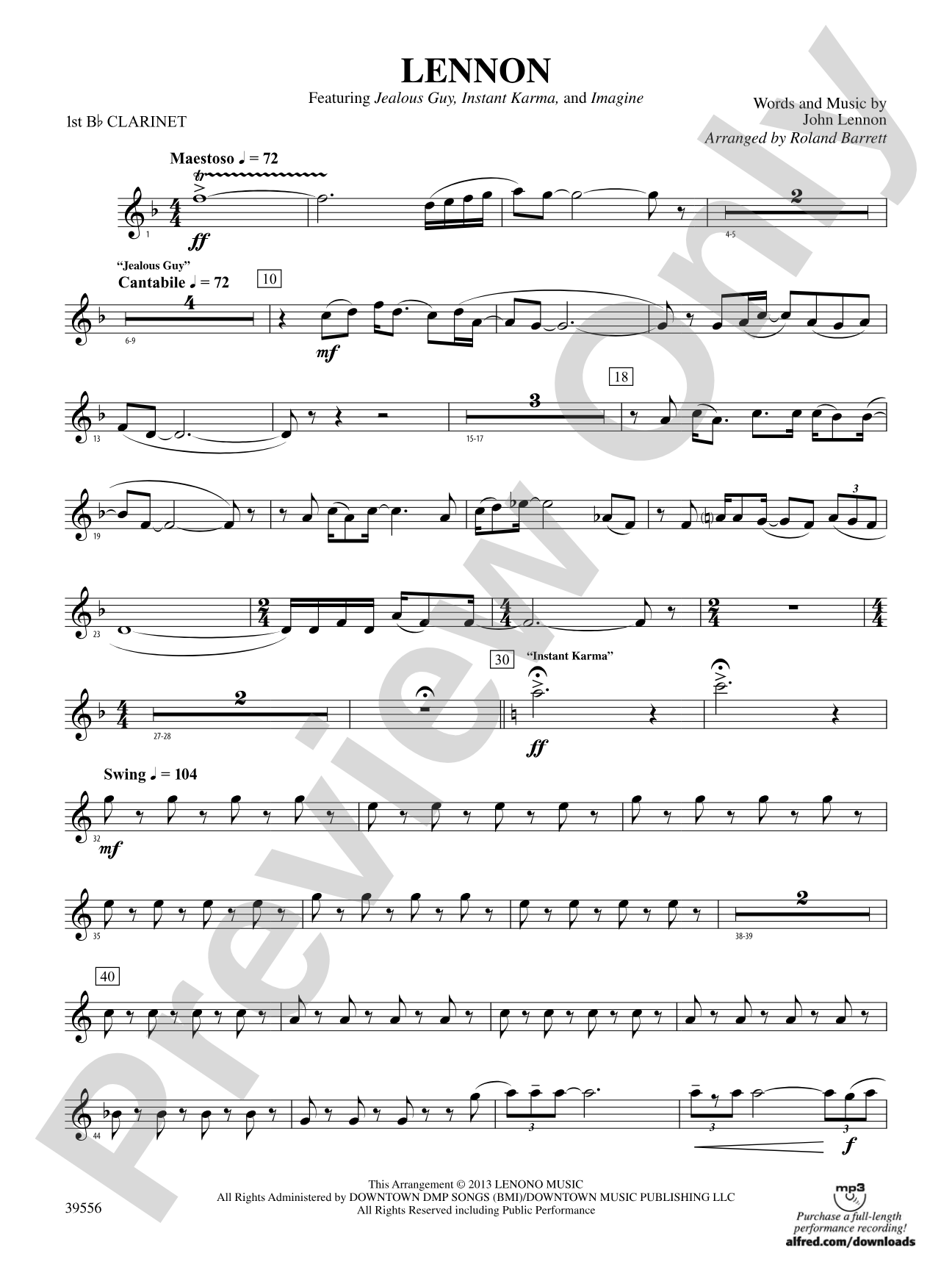 Lennon: 1st B-flat Clarinet