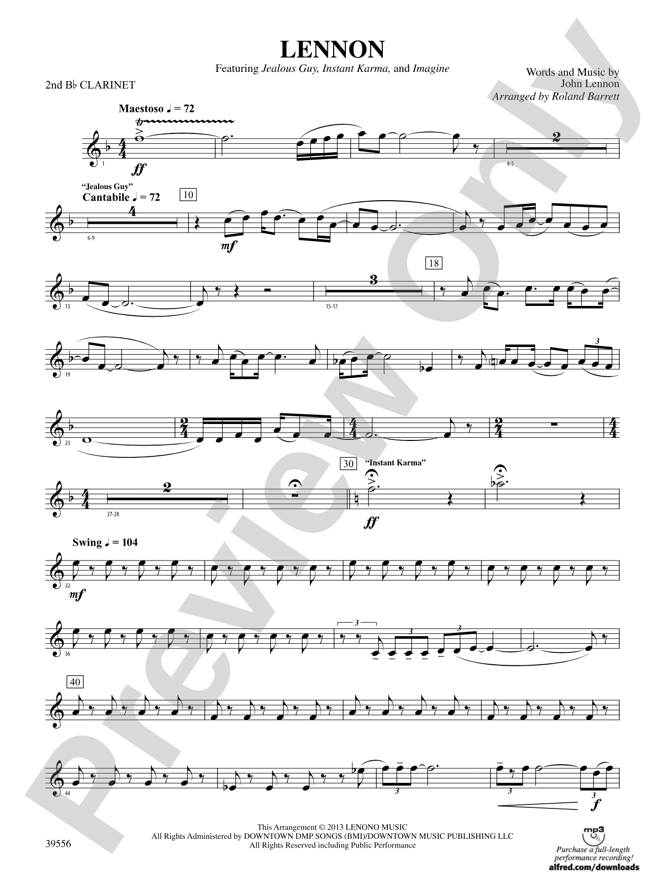 Lennon: 2nd B-flat Clarinet