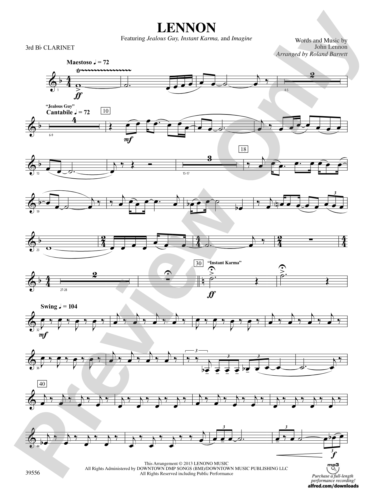 Lennon: 3rd B-flat Clarinet