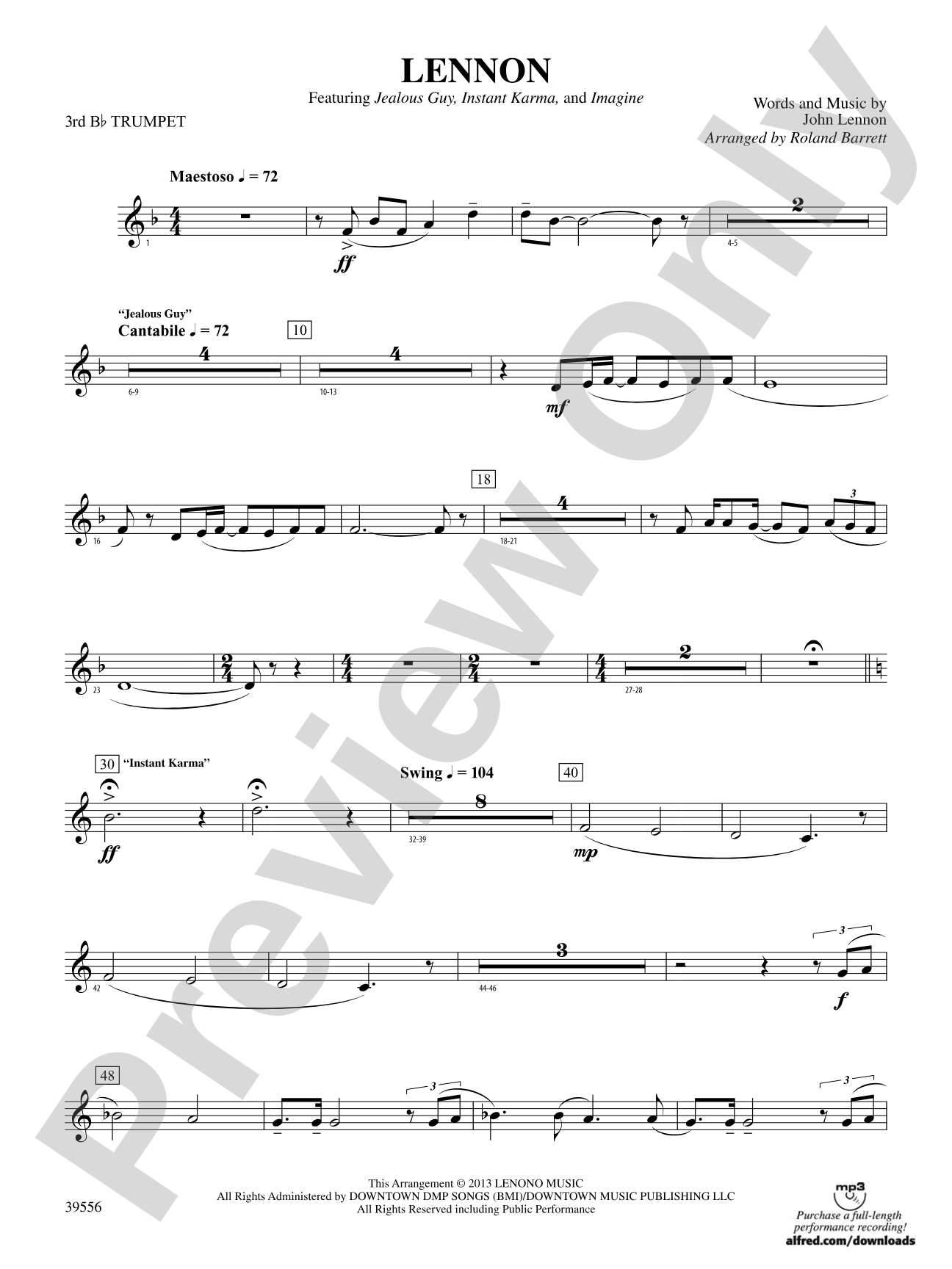 Lennon: 3rd B-flat Trumpet
