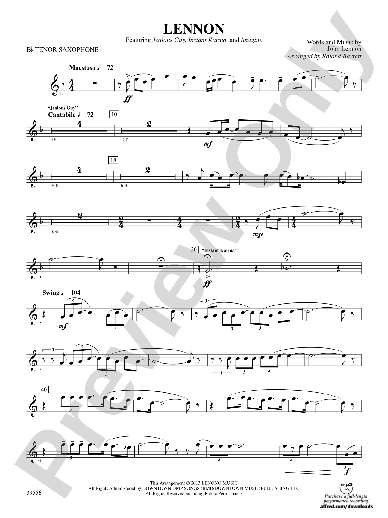Lennon: B-flat Tenor Saxophone
