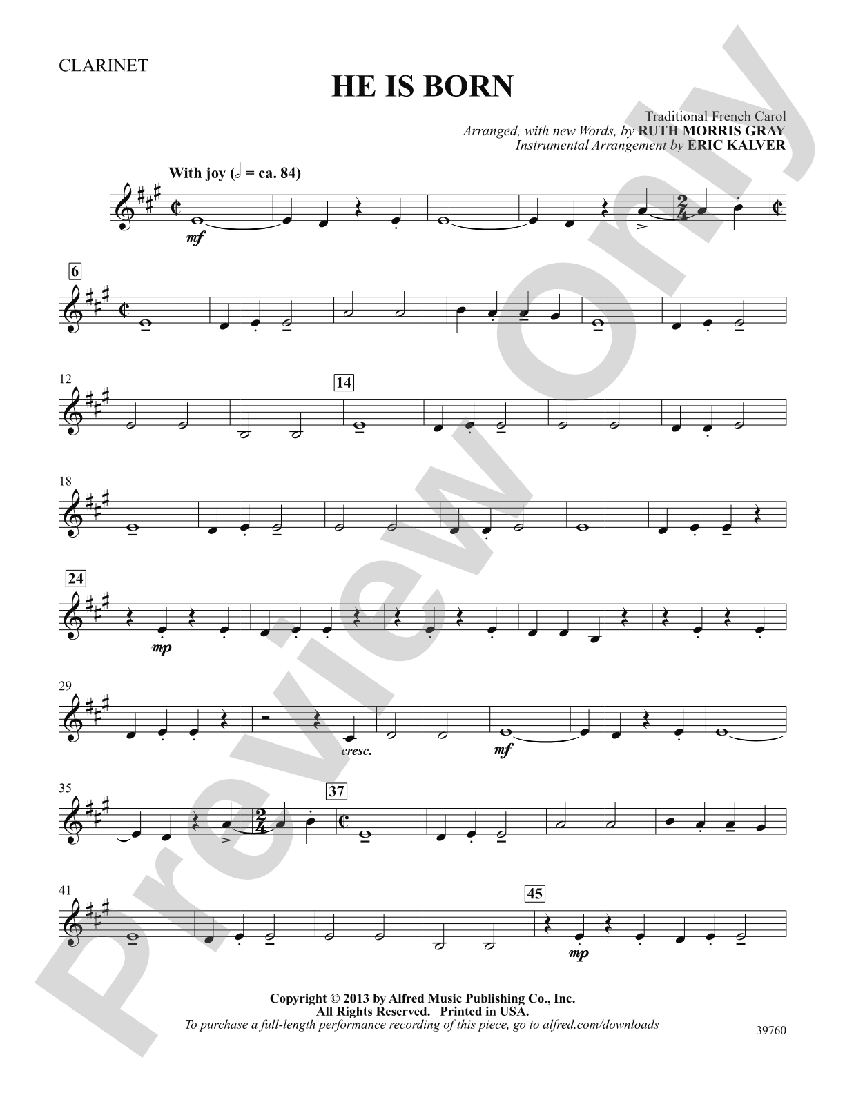 He Is Born: 1st B-flat Clarinet