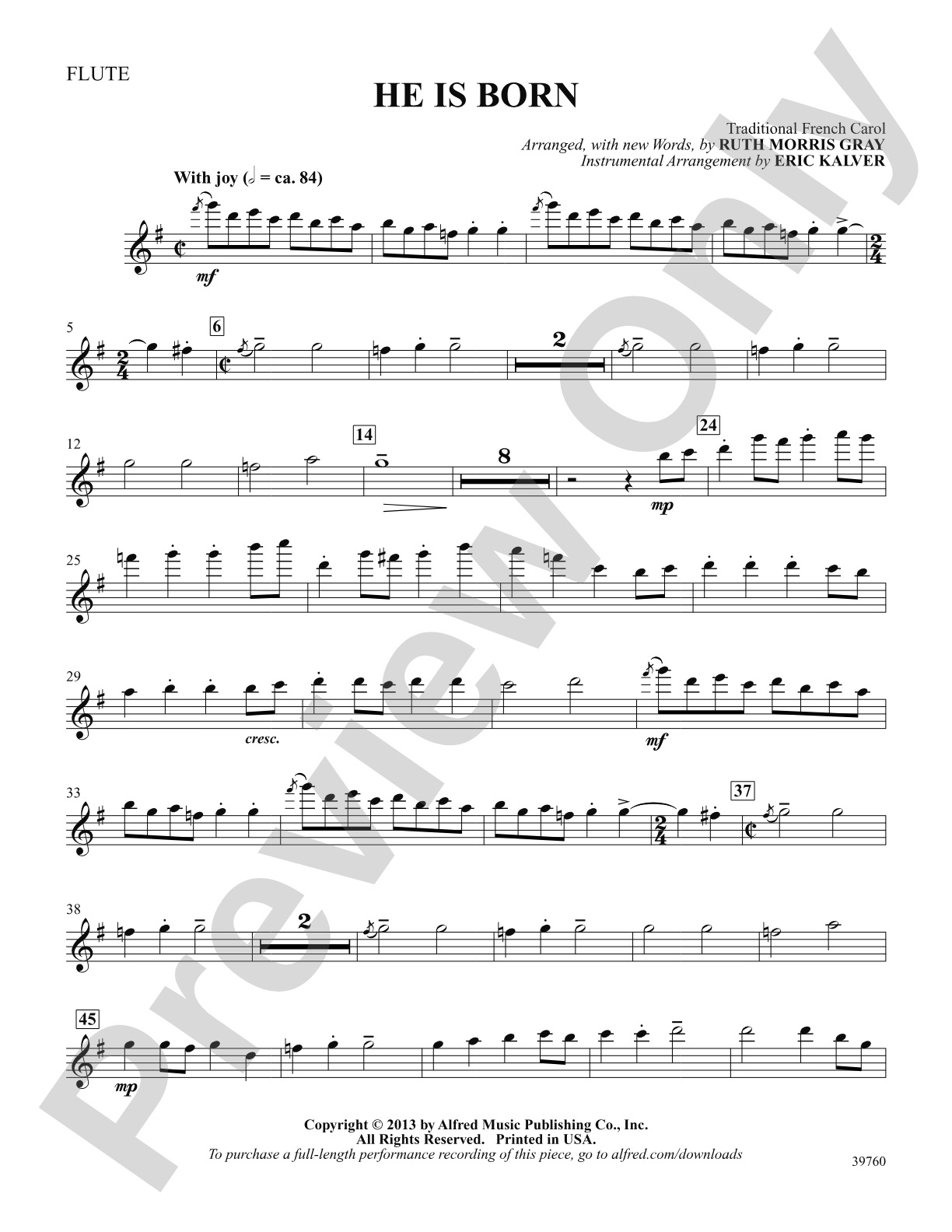 He Is Born: Flute