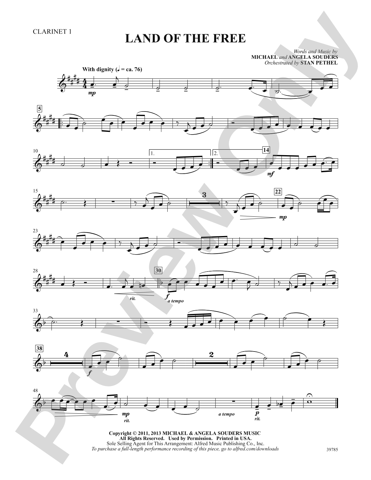 Land of the Free: 1st B-flat Clarinet