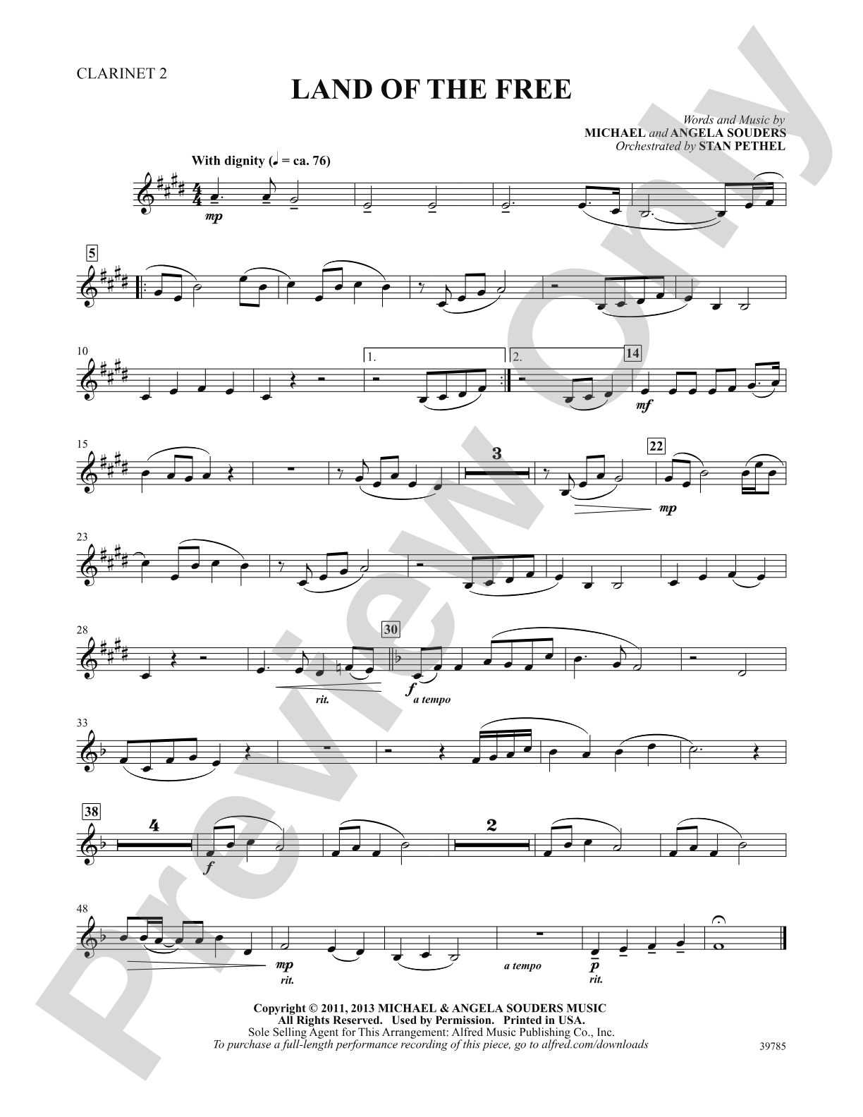 Land of the Free: 2nd B-flat Clarinet