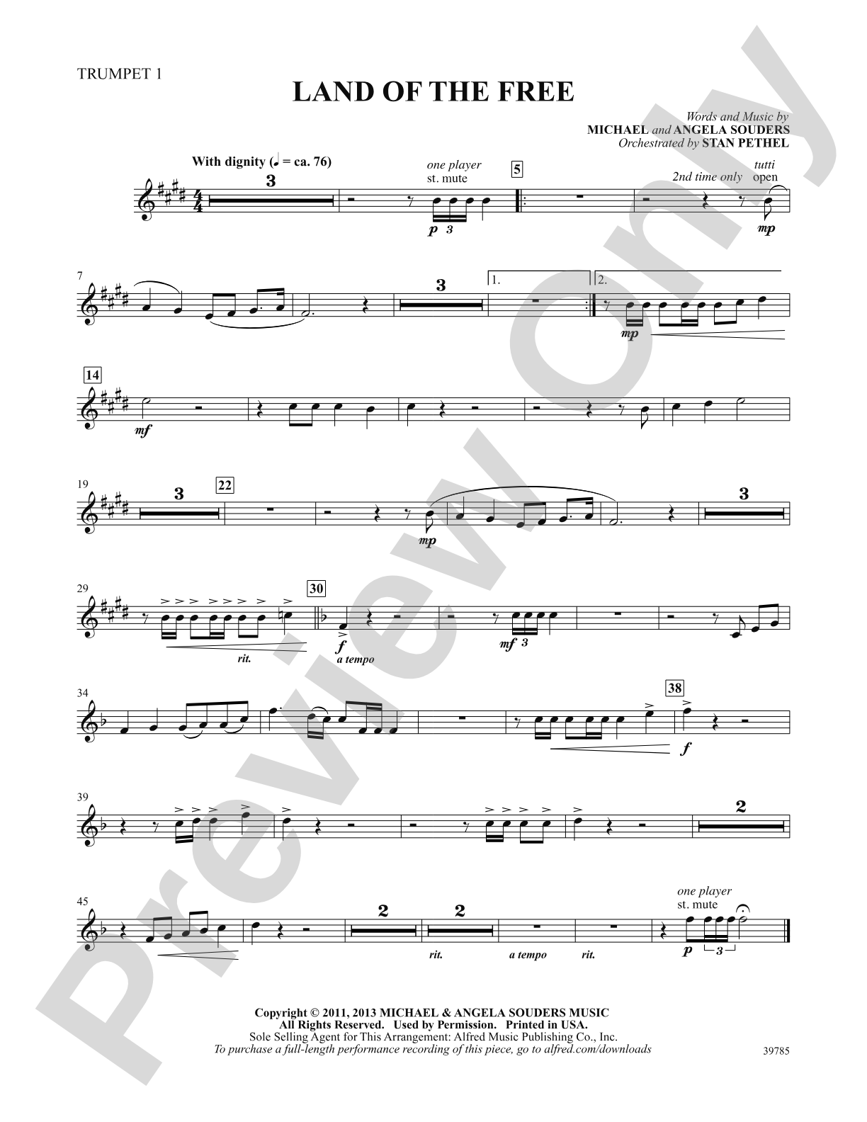 Land of the Free: 1st B-flat Trumpet