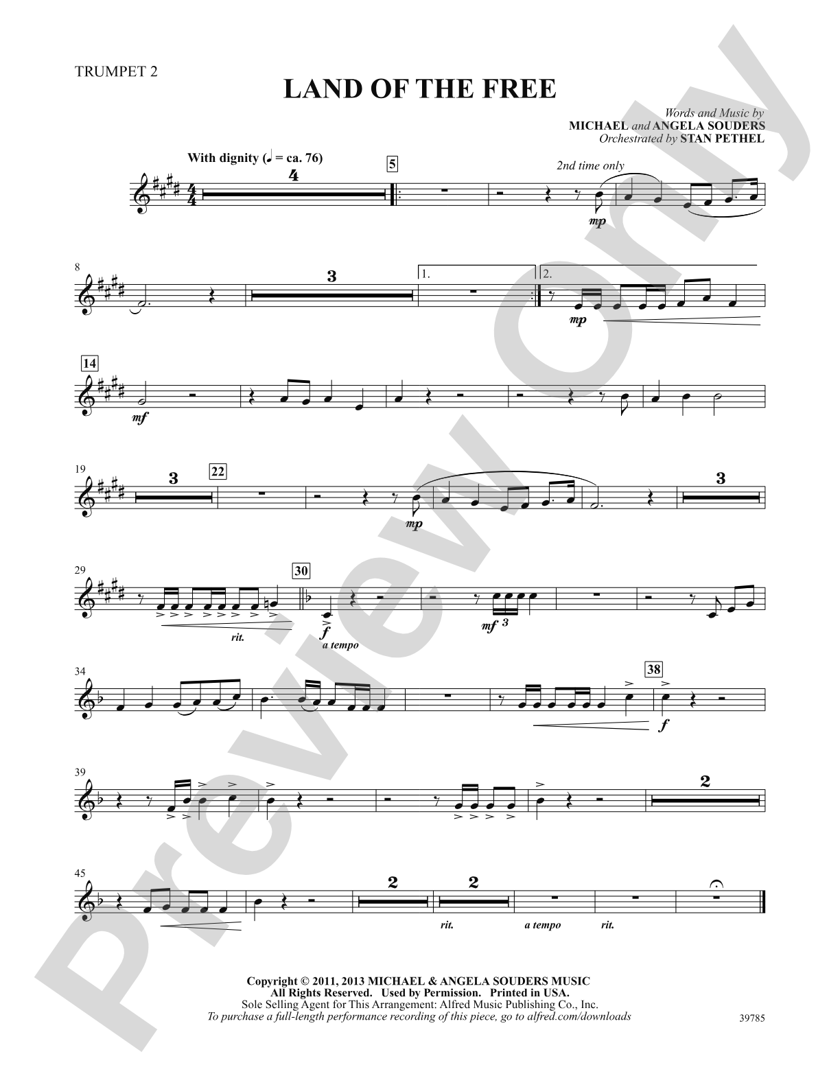 Land of the Free: 2nd B-flat Trumpet