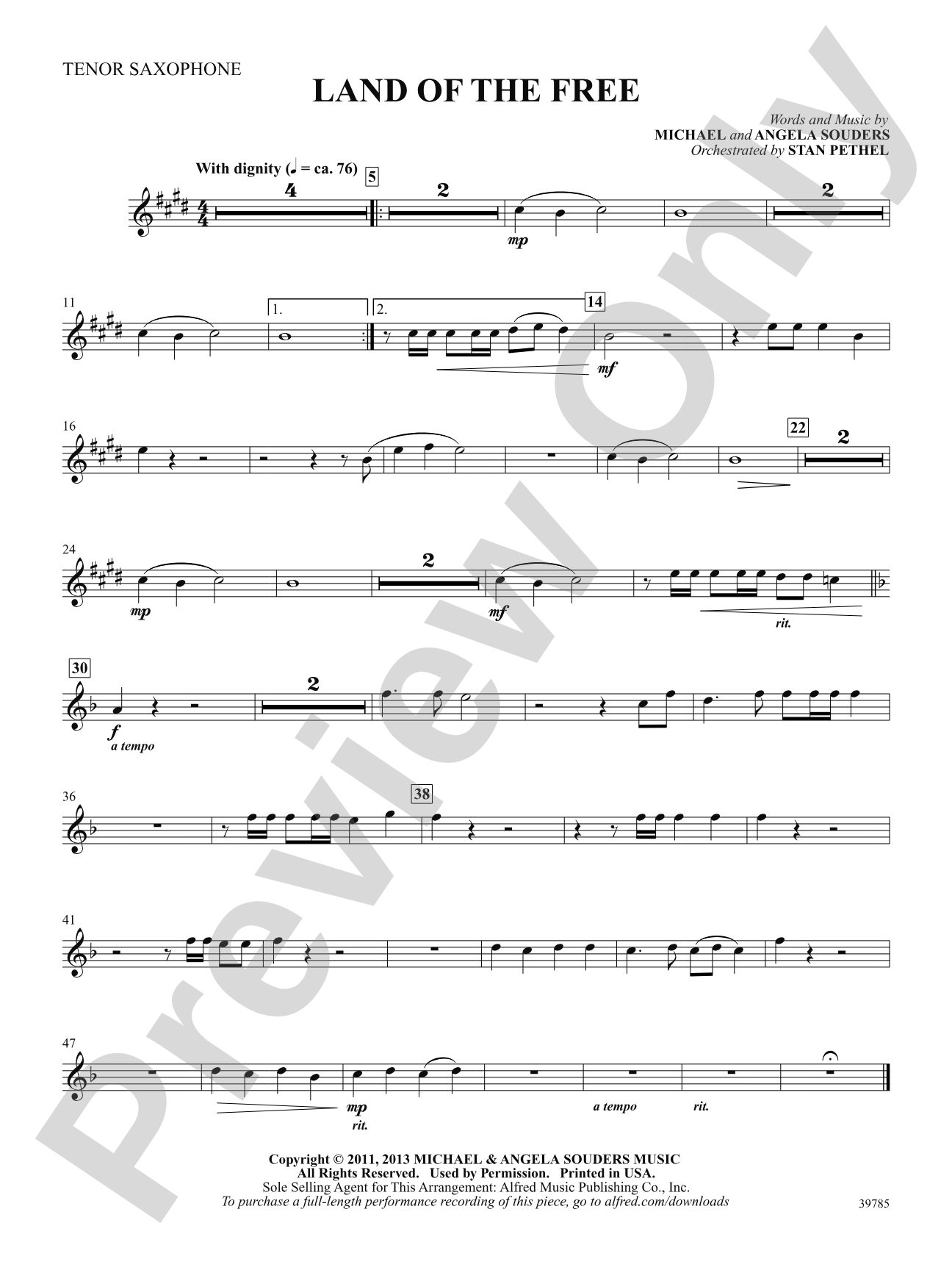 Land of the Free: B-flat Tenor Saxophone