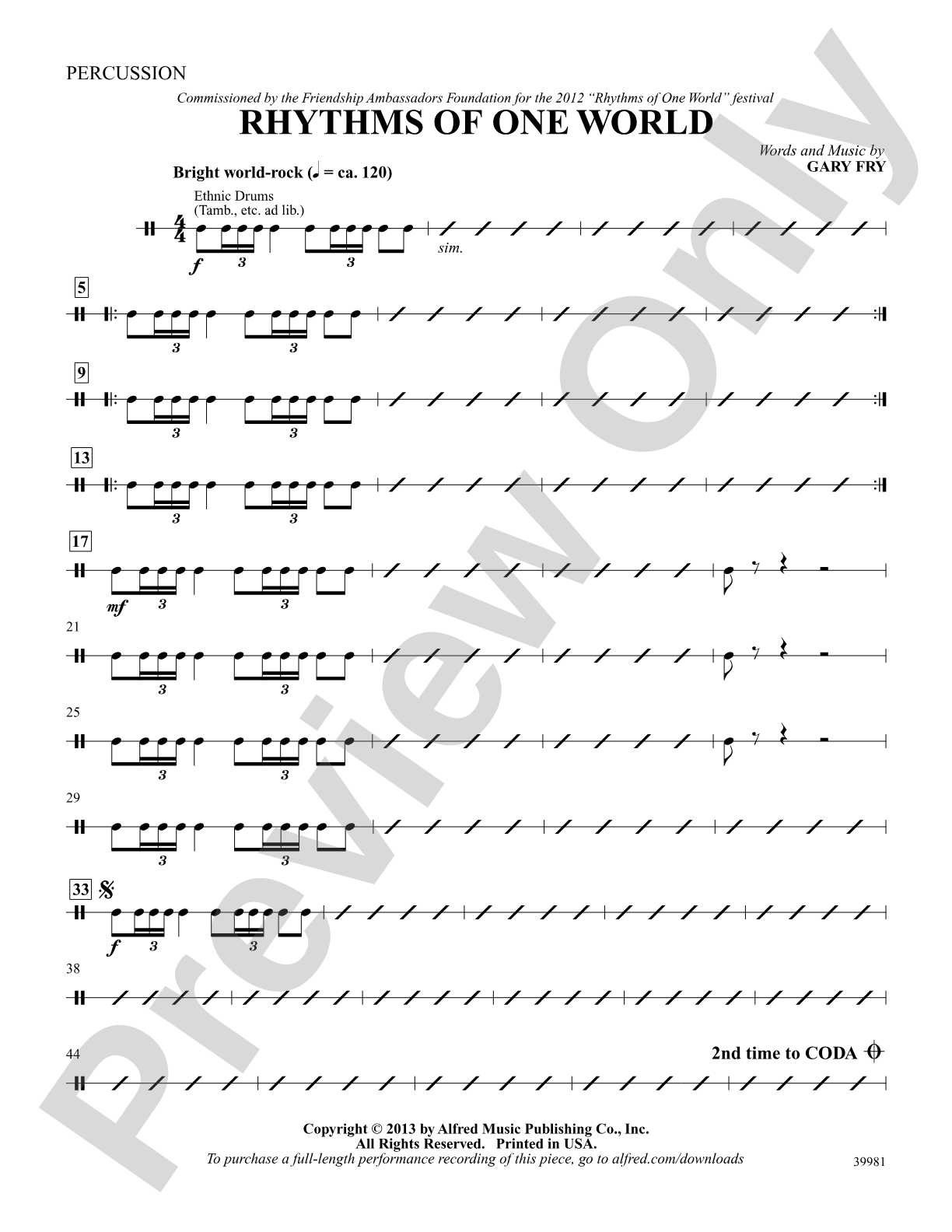 Rhythms of One World: 1st Percussion