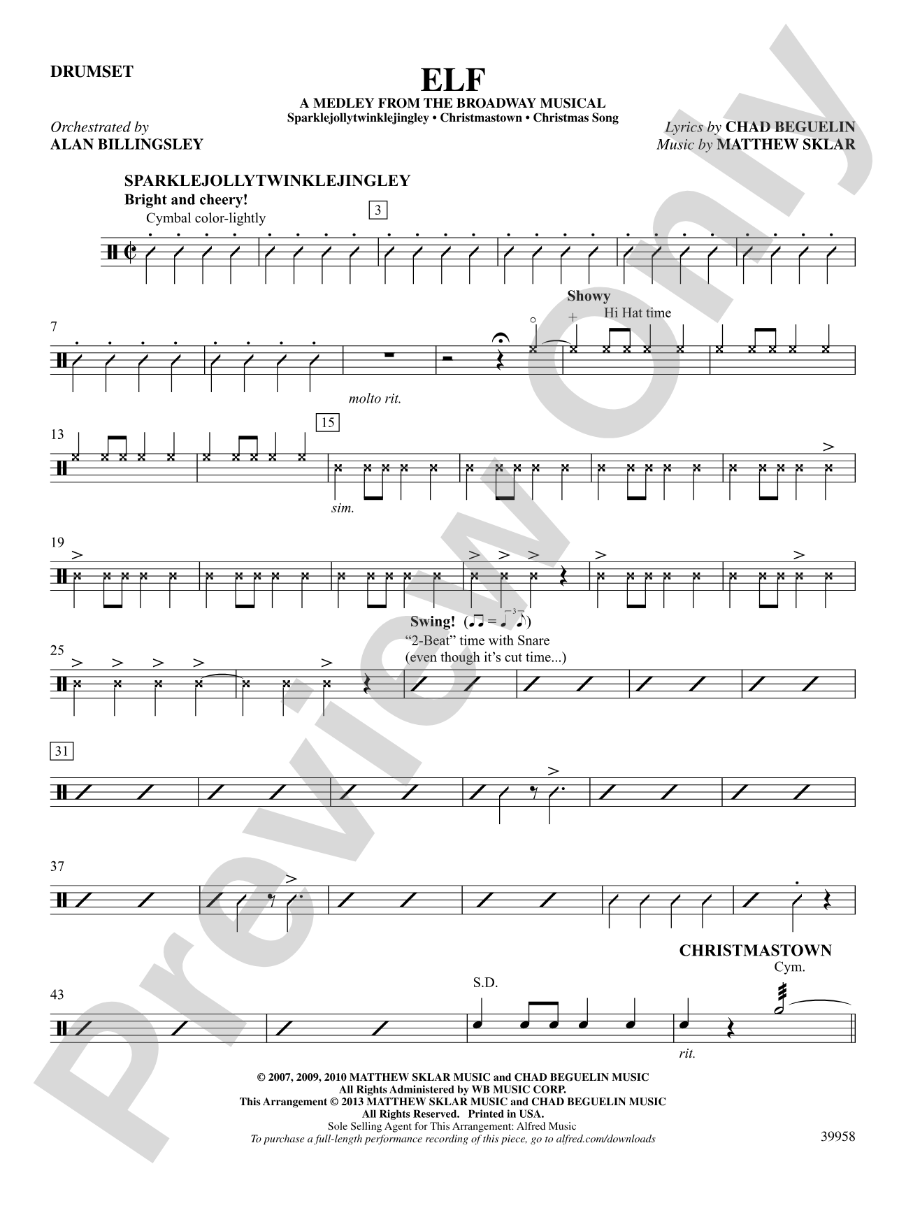 Elf: A Medley from the Broadway Musical: Drums