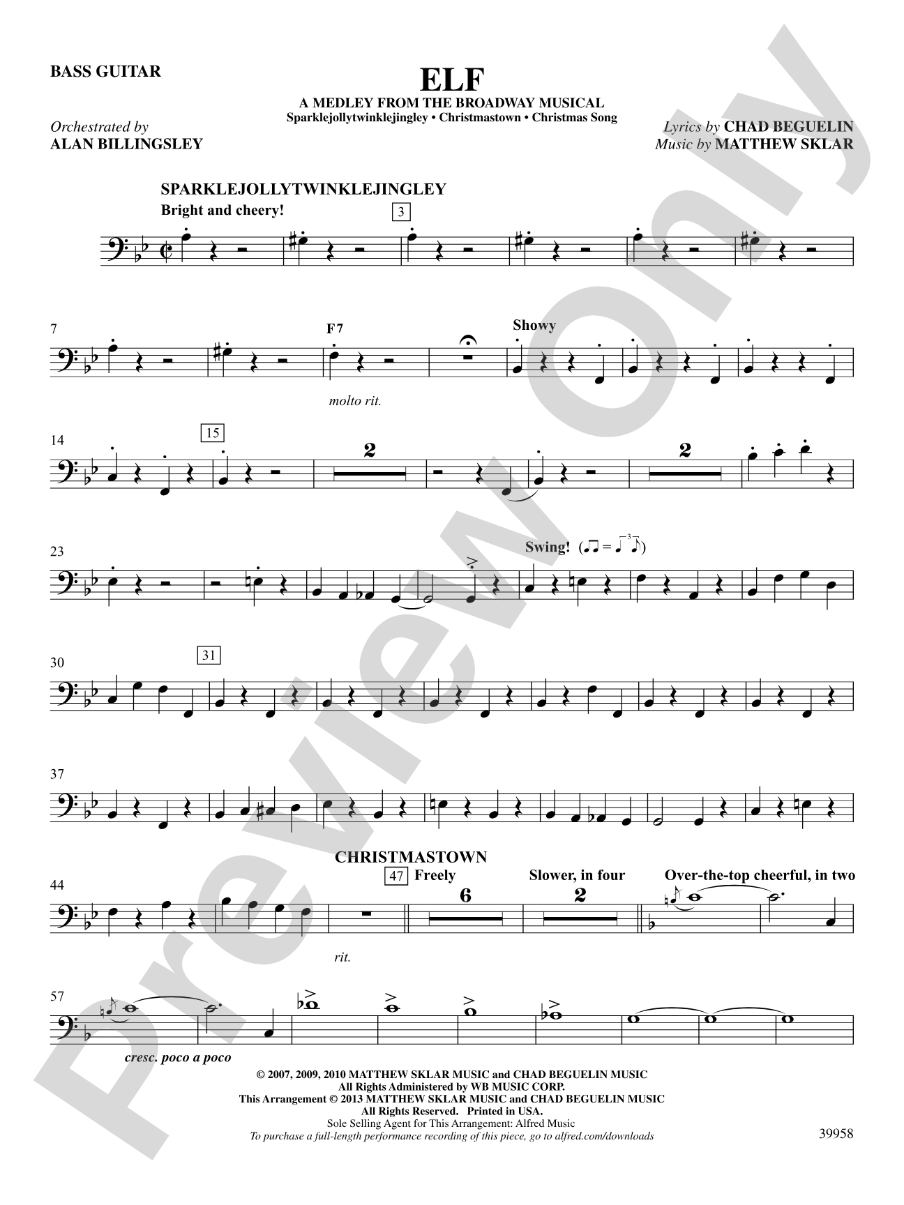 Elf: A Medley from the Broadway Musical: Electric Bass