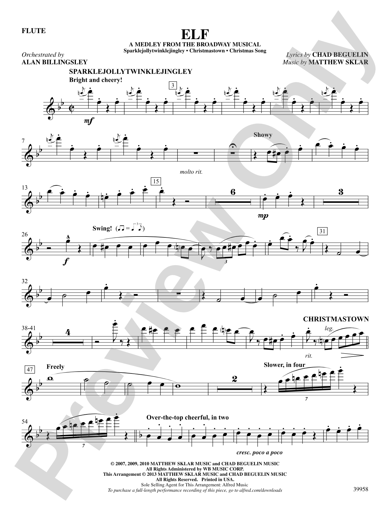 Elf: A Medley from the Broadway Musical: Flute