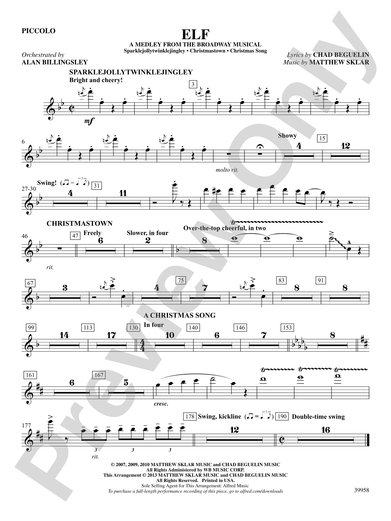 Elf: A Medley from the Broadway Musical: Piccolo