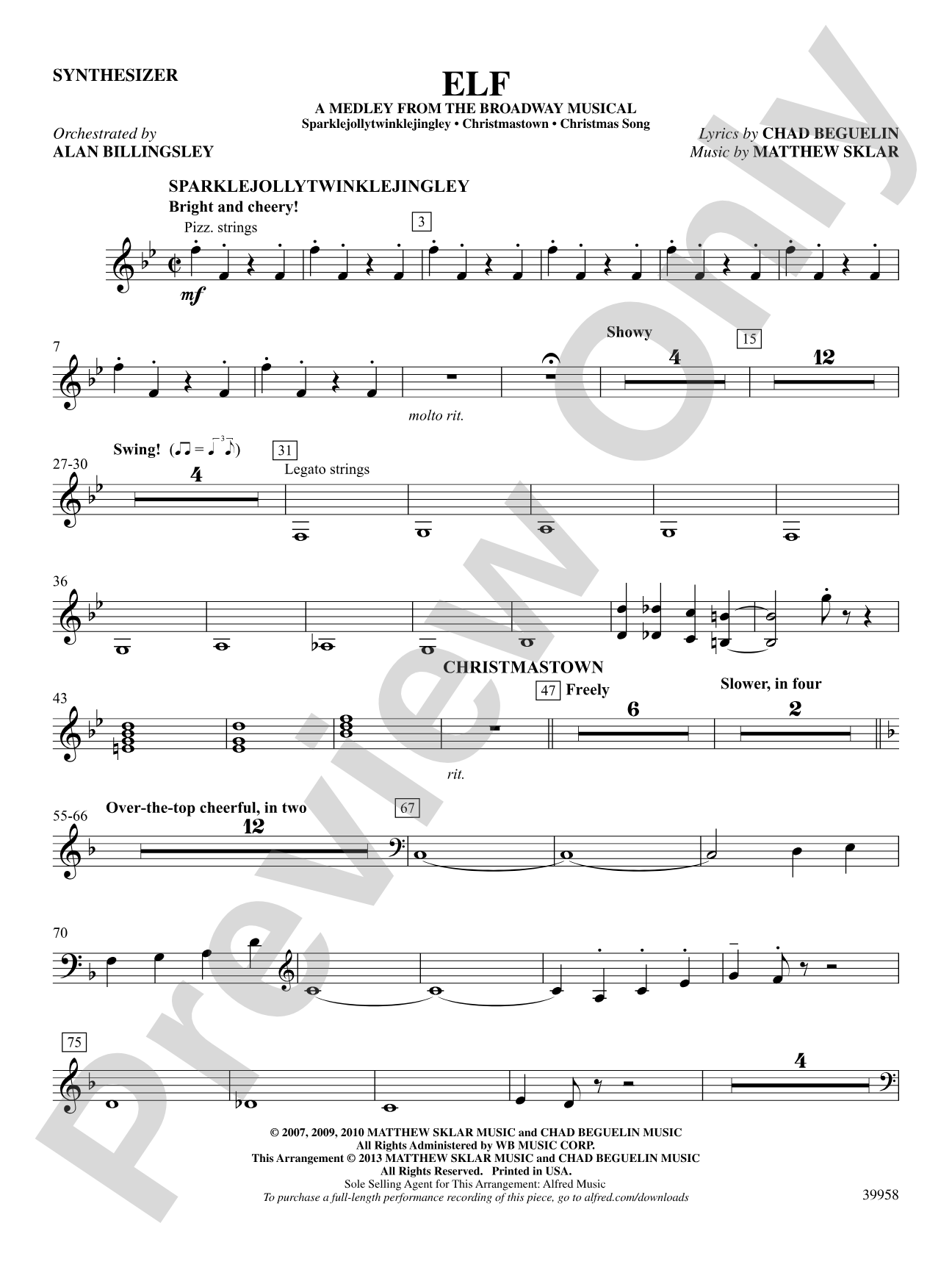 Elf: A Medley from the Broadway Musical: Synthesizer