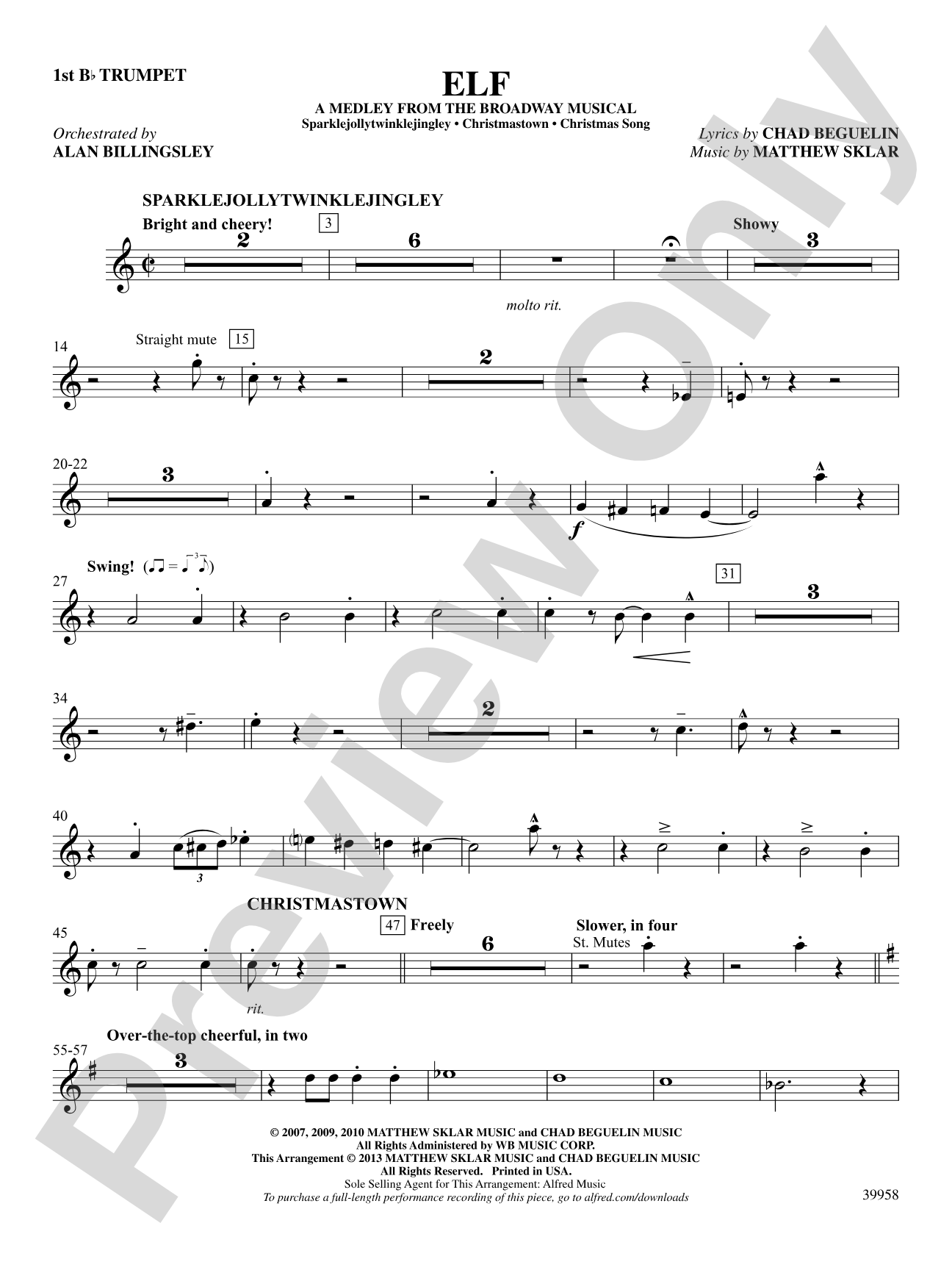 Elf: A Medley from the Broadway Musical: 1st B-flat Trumpet
