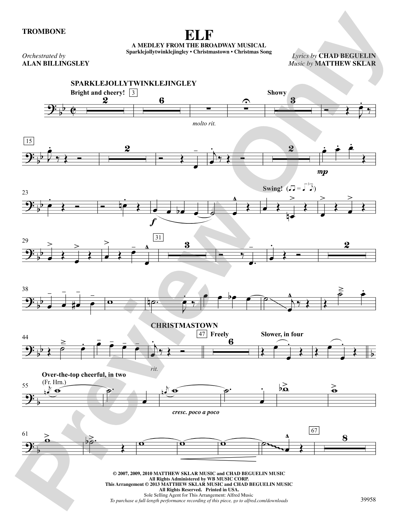 Elf: A Medley from the Broadway Musical: 1st Trombone