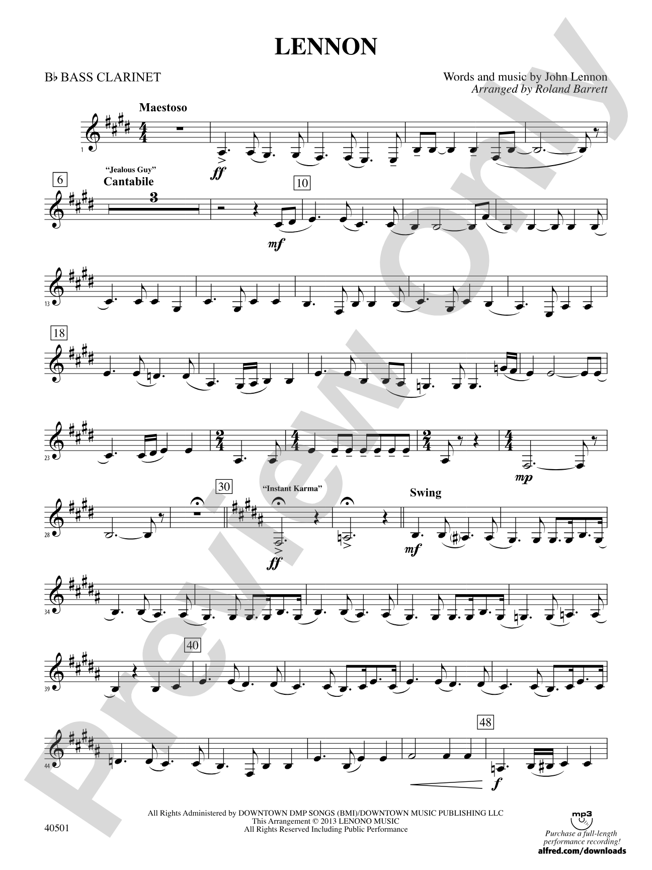 Lennon: B-flat Bass Clarinet